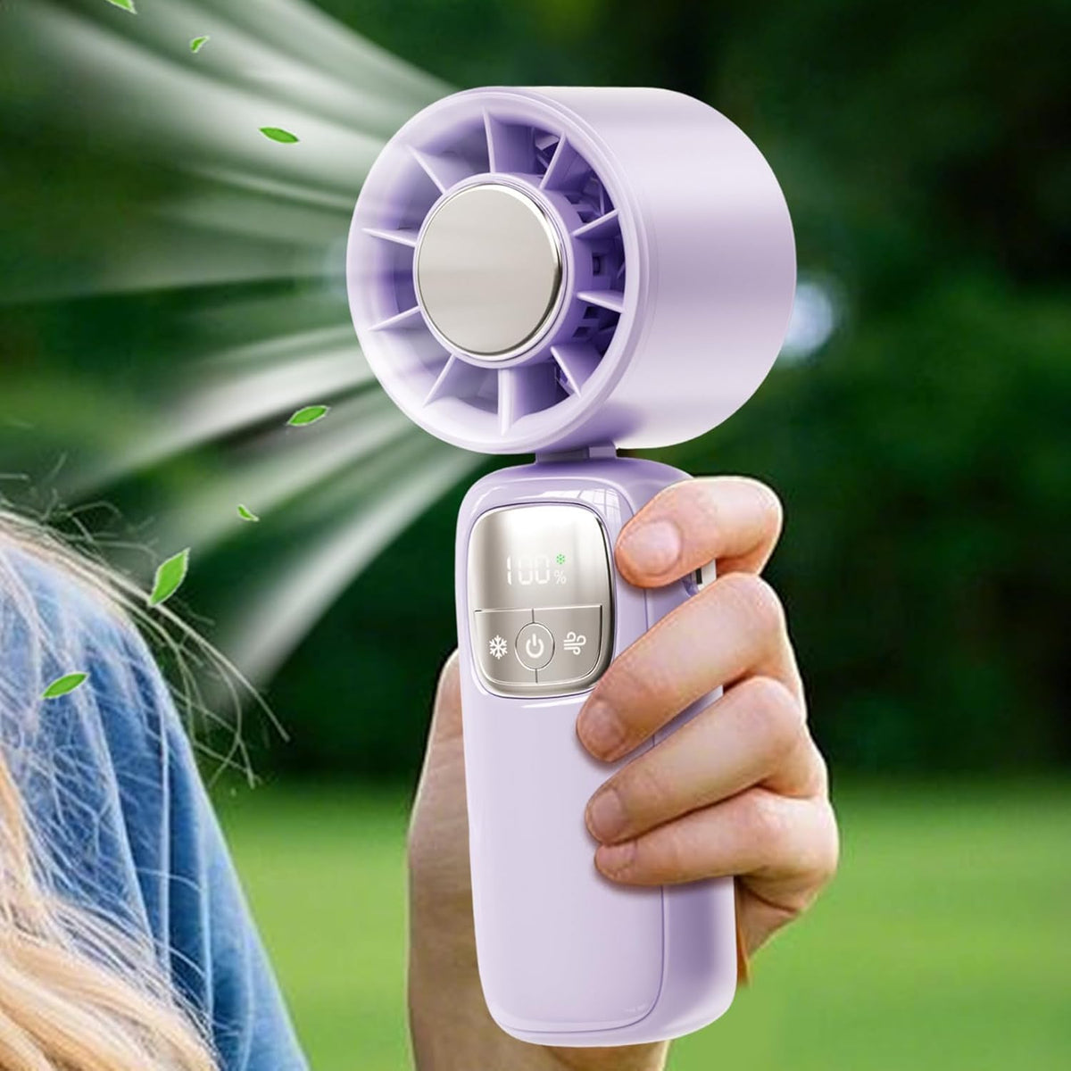 Handheld Fan with LED Screen – Portable and Foldable, 100 Speeds