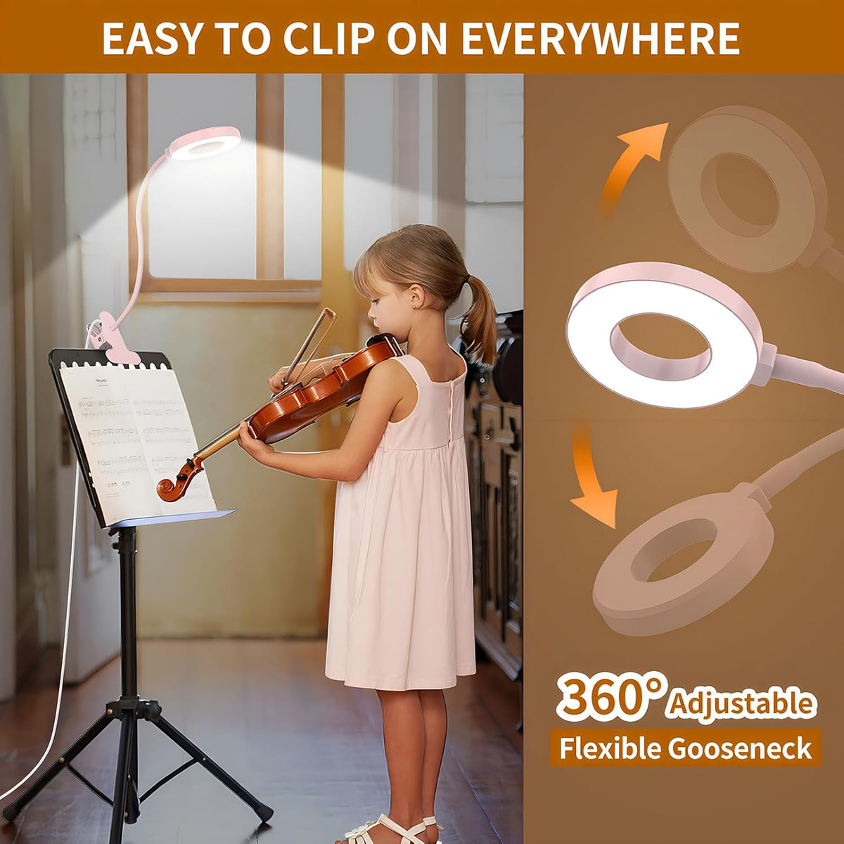 Flexible Gooseneck Desk Lamp with 3 Color Modes – Clip-On Design