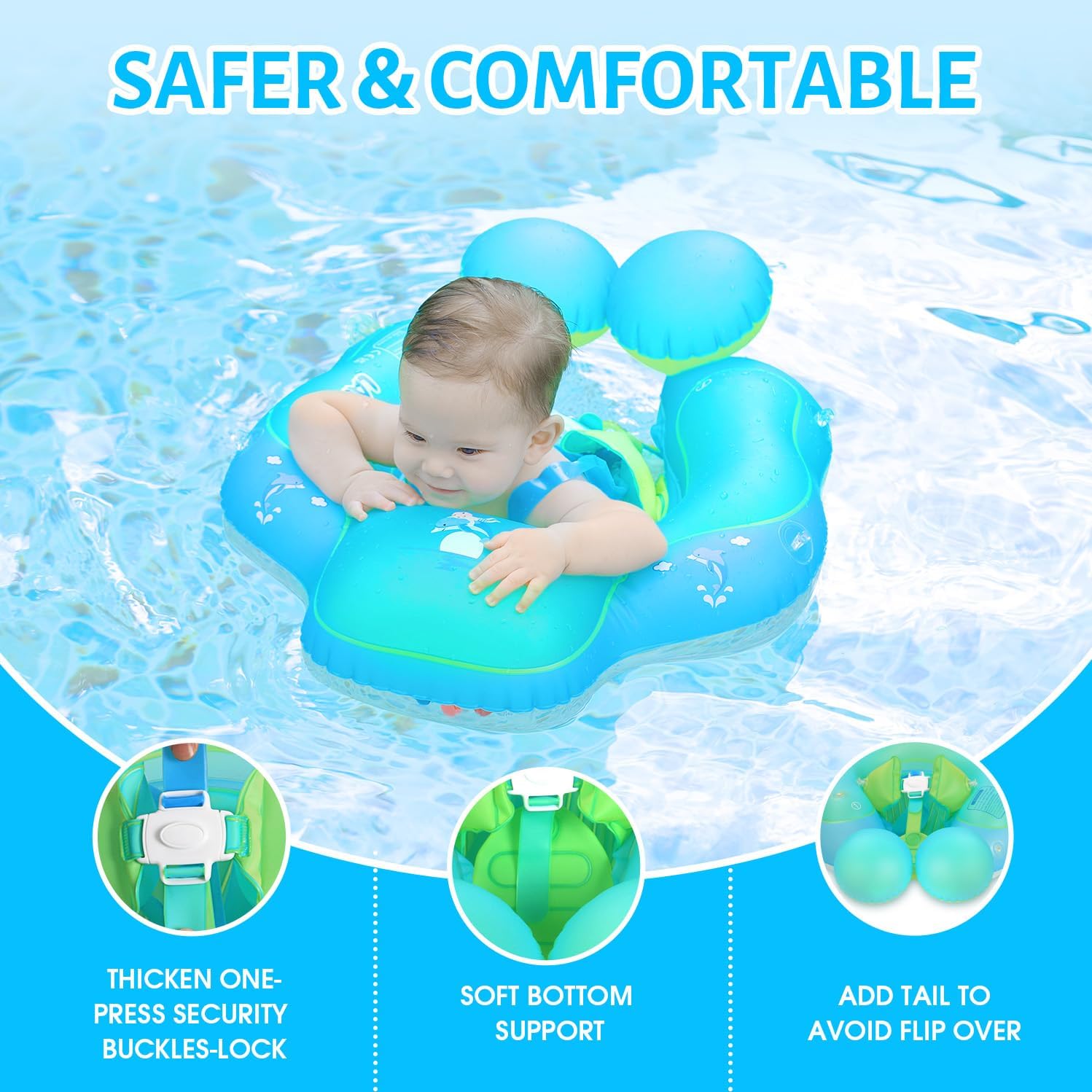 Safe & Comfortable Baby Water Float with Sunshade