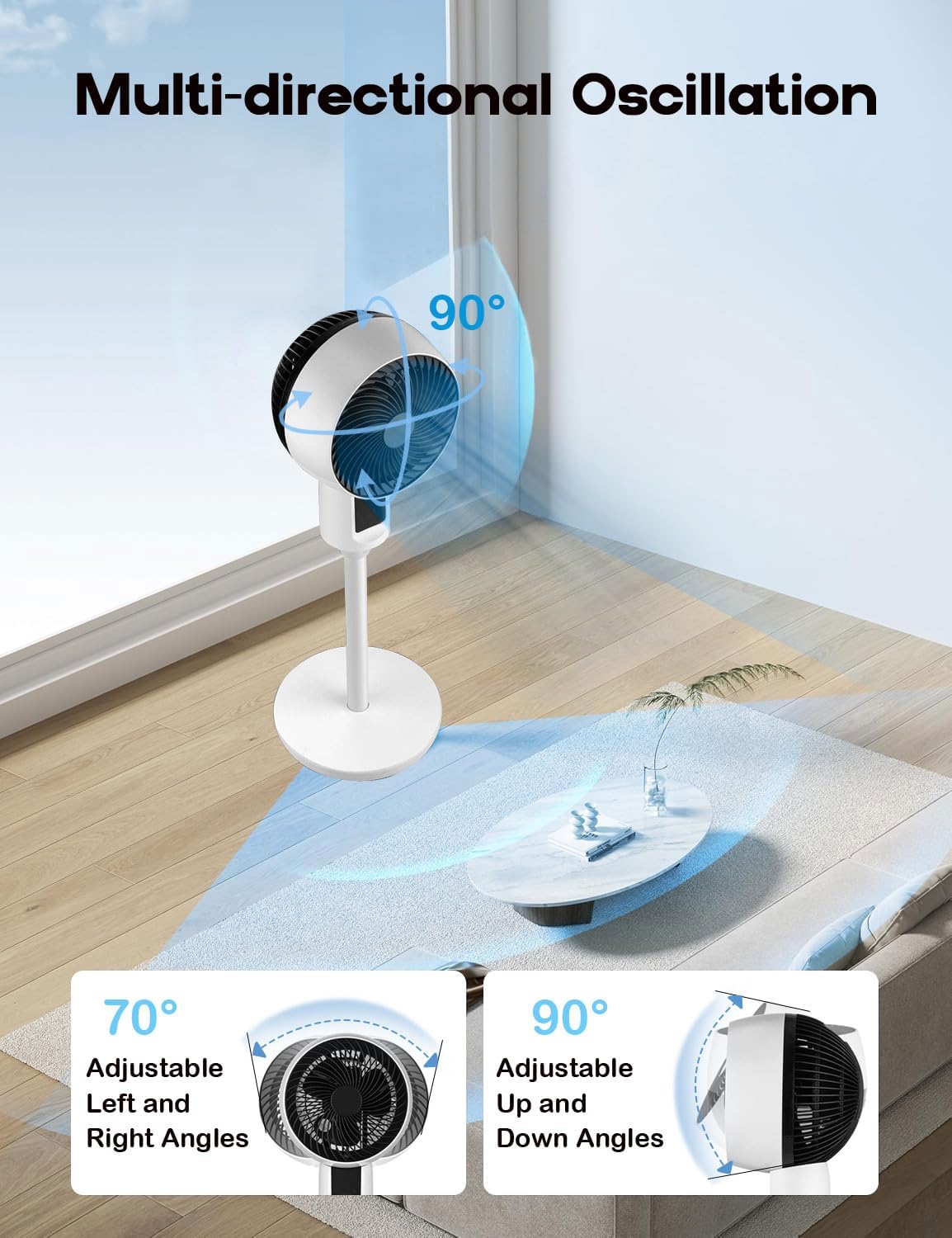 3D Oscillating Adjustable Pedestal Fan