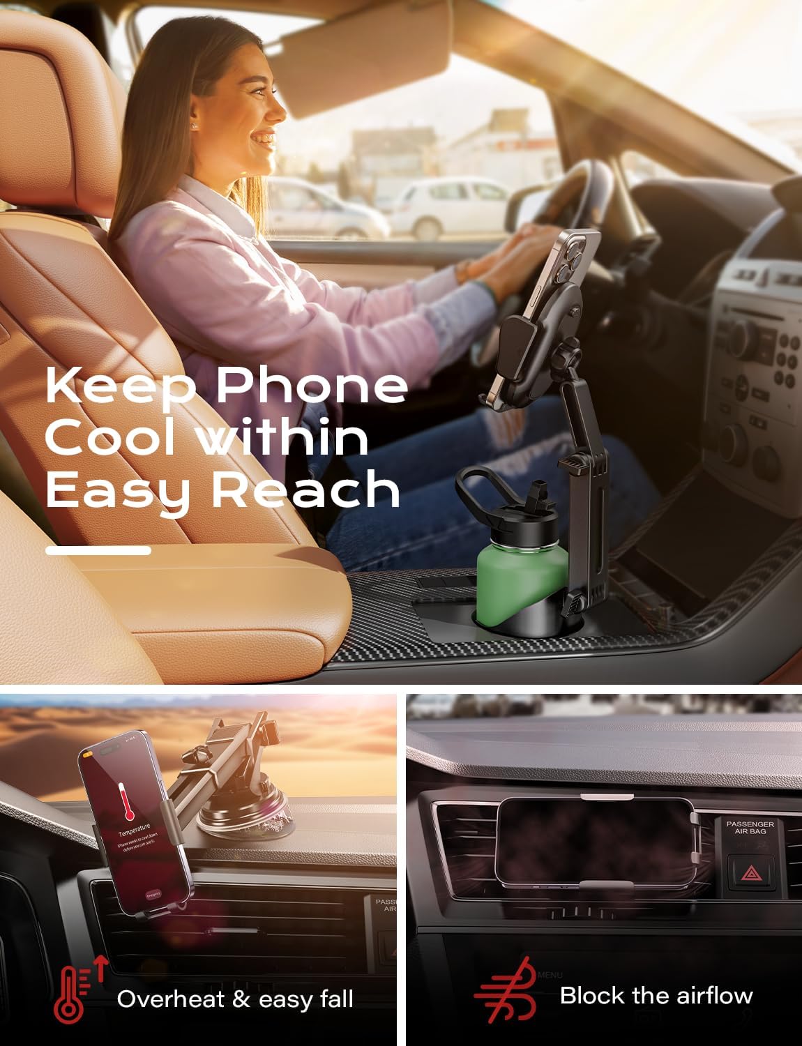 Versatile Car Cup Holder Phone Mount