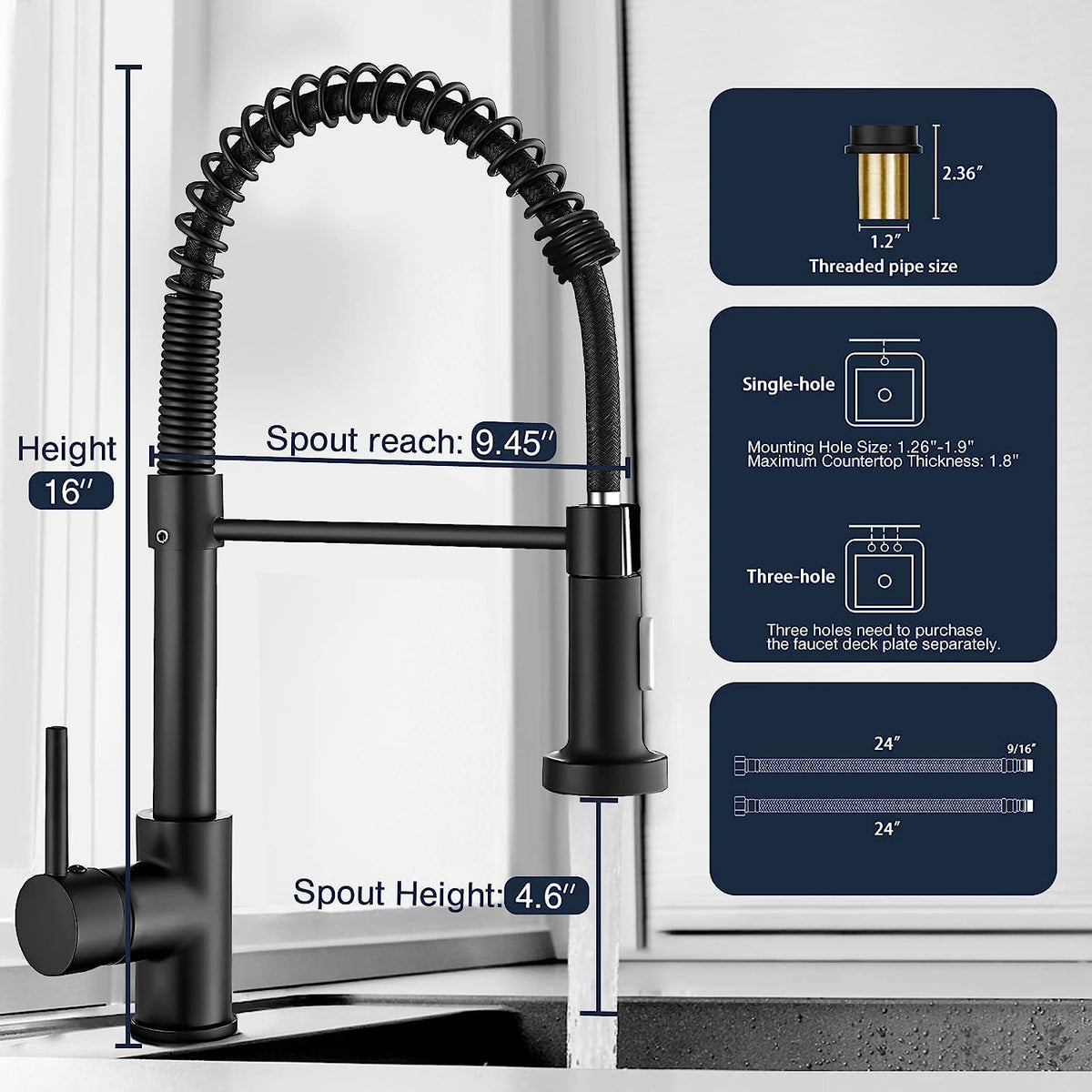 Versatile Kitchen Faucet with Flexible Pull-Down Sprayer