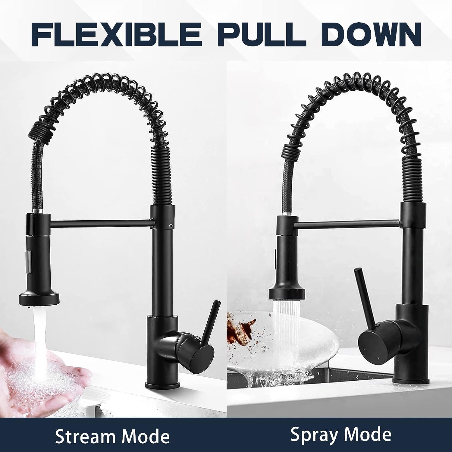 Versatile Kitchen Faucet with Flexible Pull-Down Sprayer