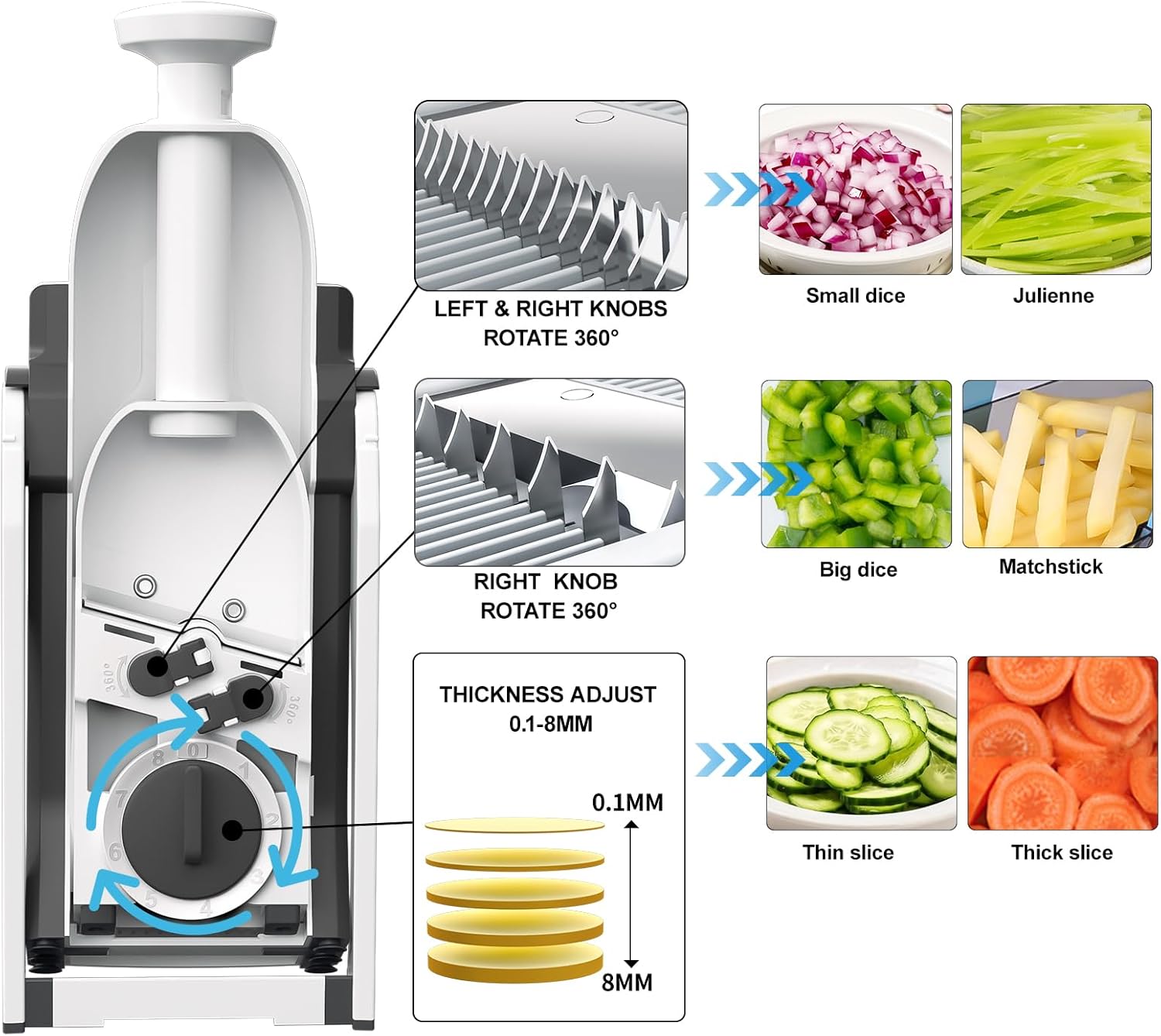 Effortless Vegetable Slicer with Adjustable Blades