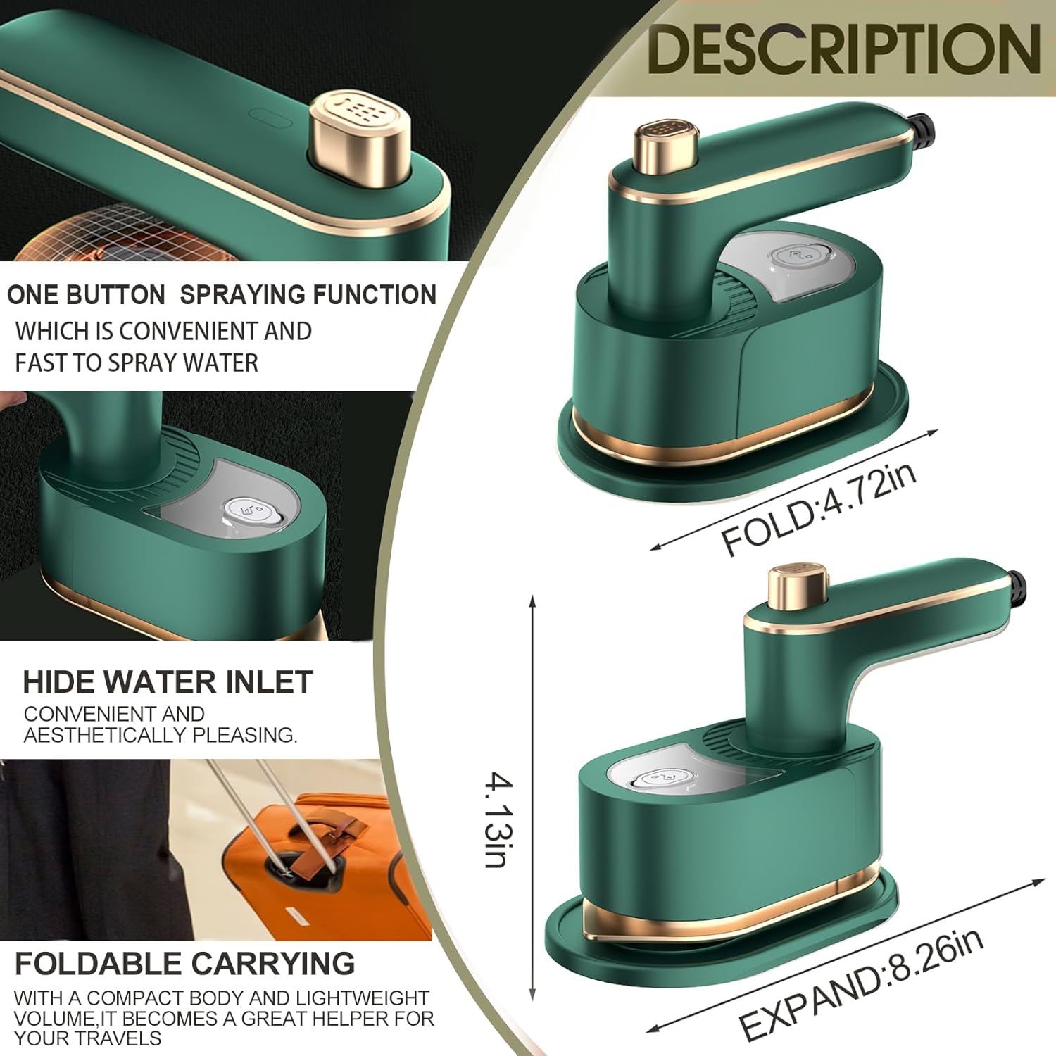 Portable Steam Iron for Effortless Travel Touch-Ups
