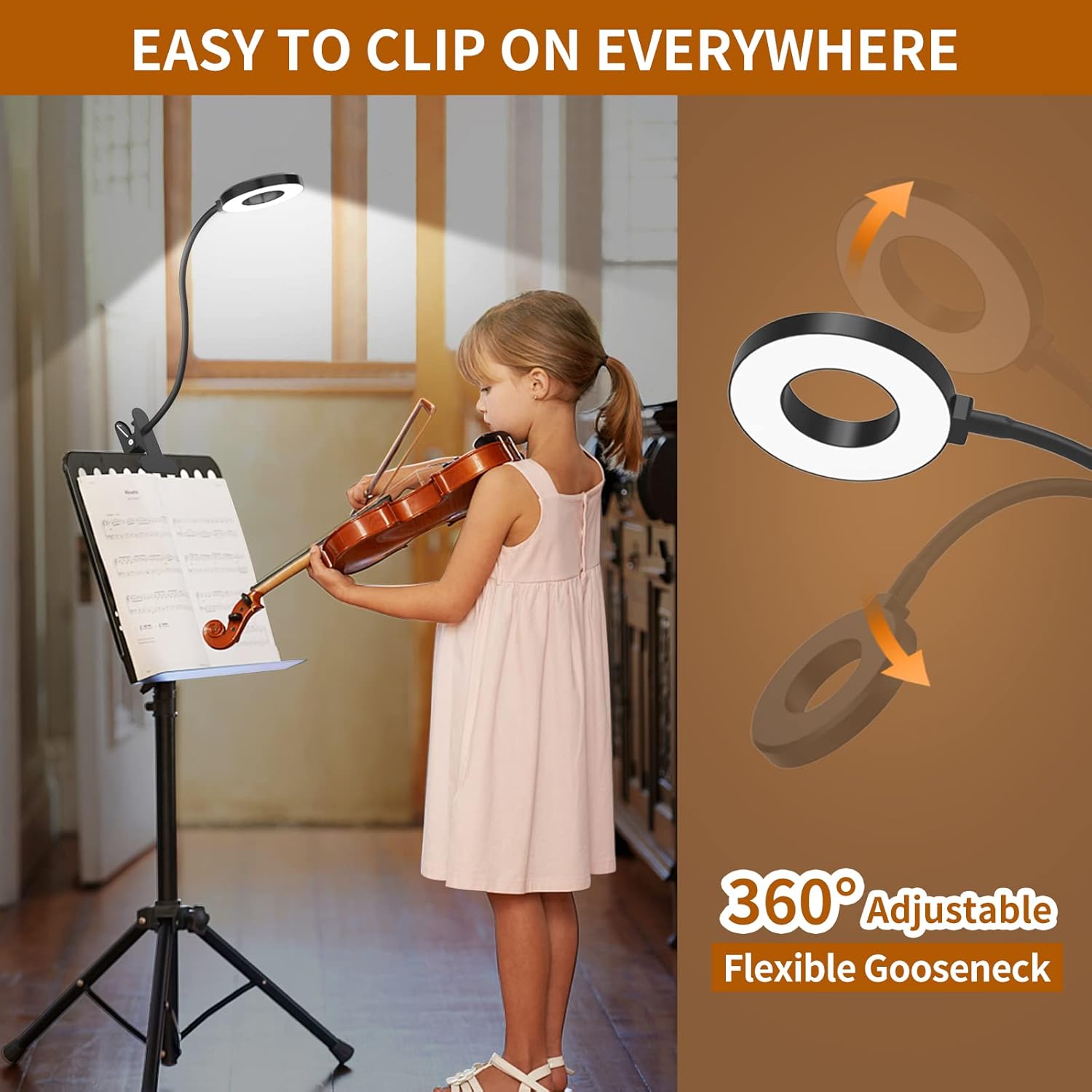 Flexible Gooseneck Desk Lamp with 3 Color Modes – Clip-On Design