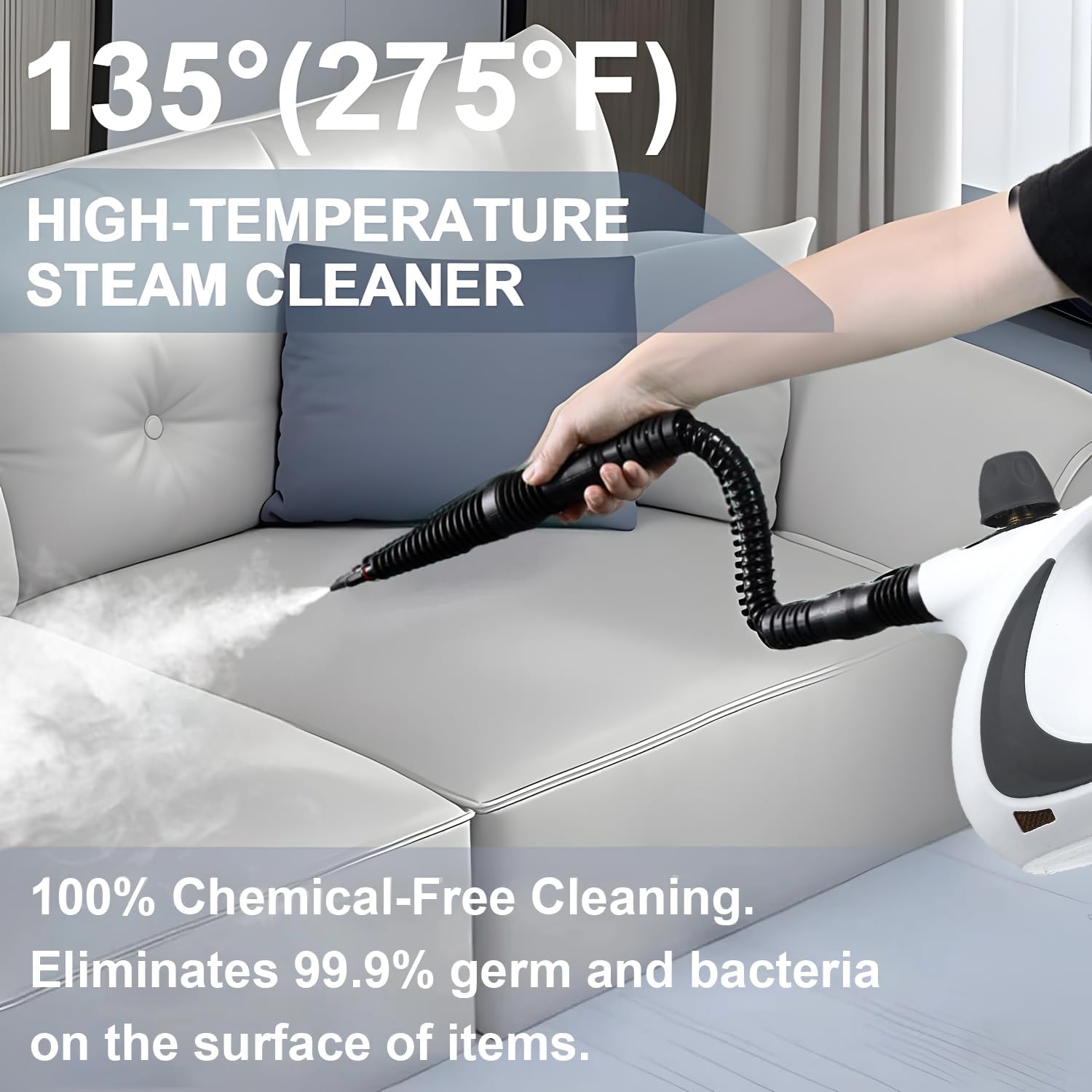 Handheld Steam Cleaner with High Pressure and 9 Accessories Set