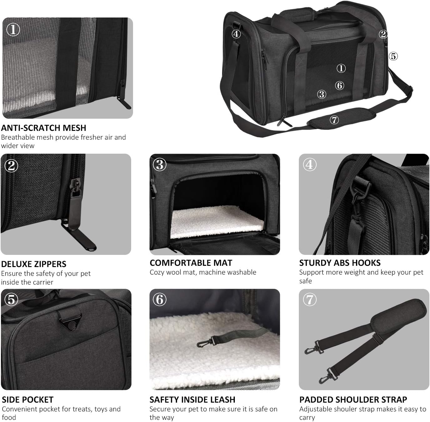 Comfortable Pet Travel Carrier for Small Dogs and Cats
