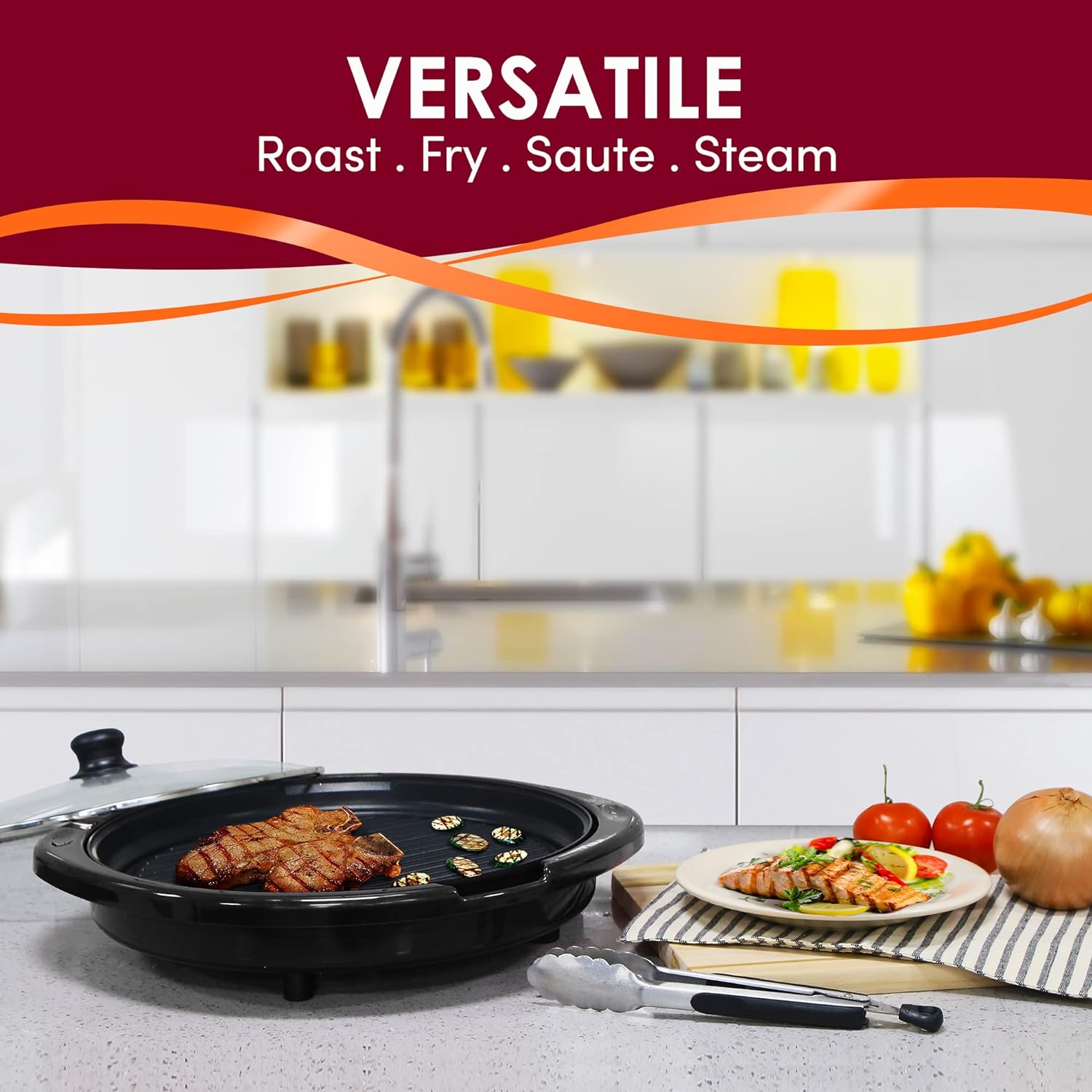 Indoor Nonstick Electric Griddle with Adjustable Heat