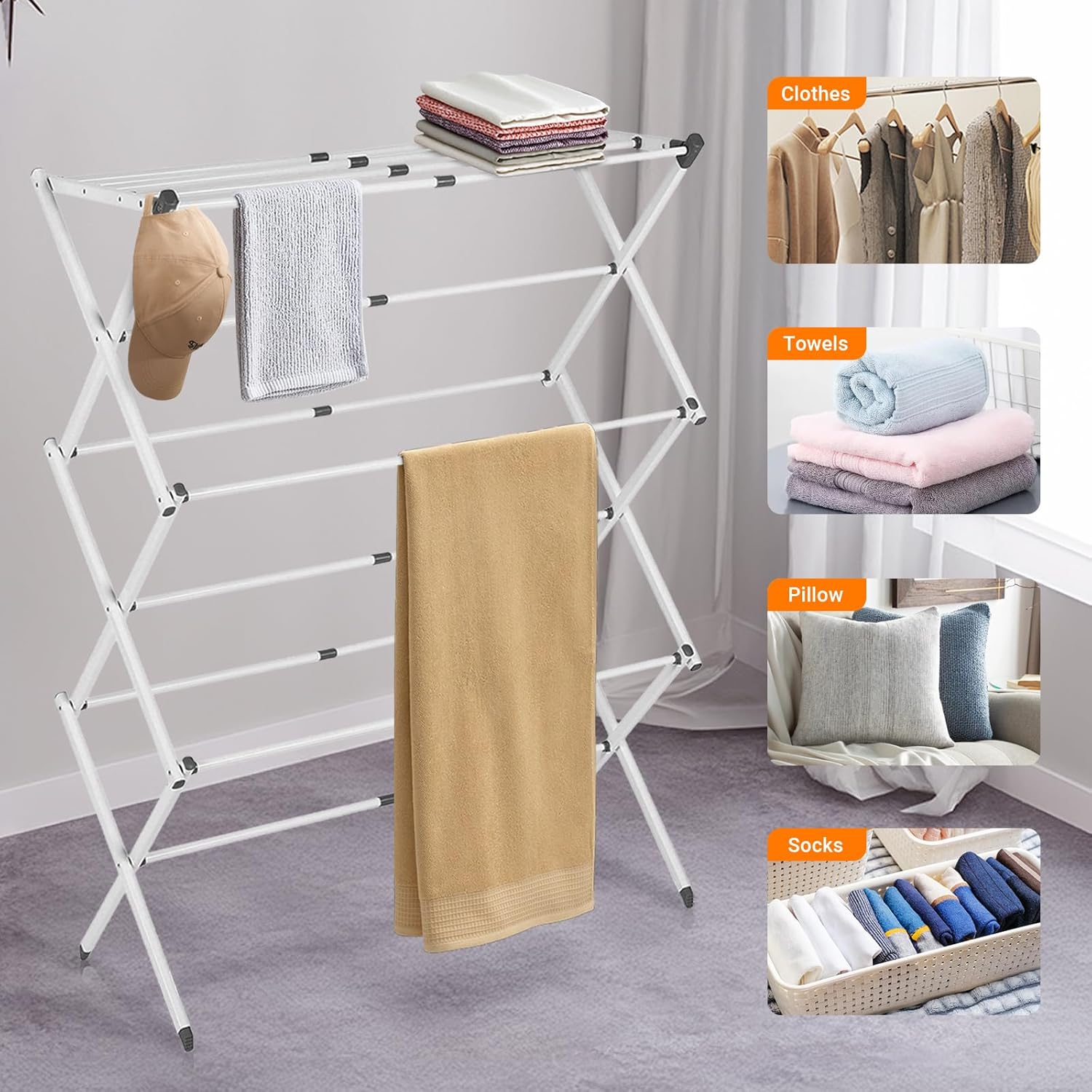 Foldable 3-Tier Clothes Drying Rack