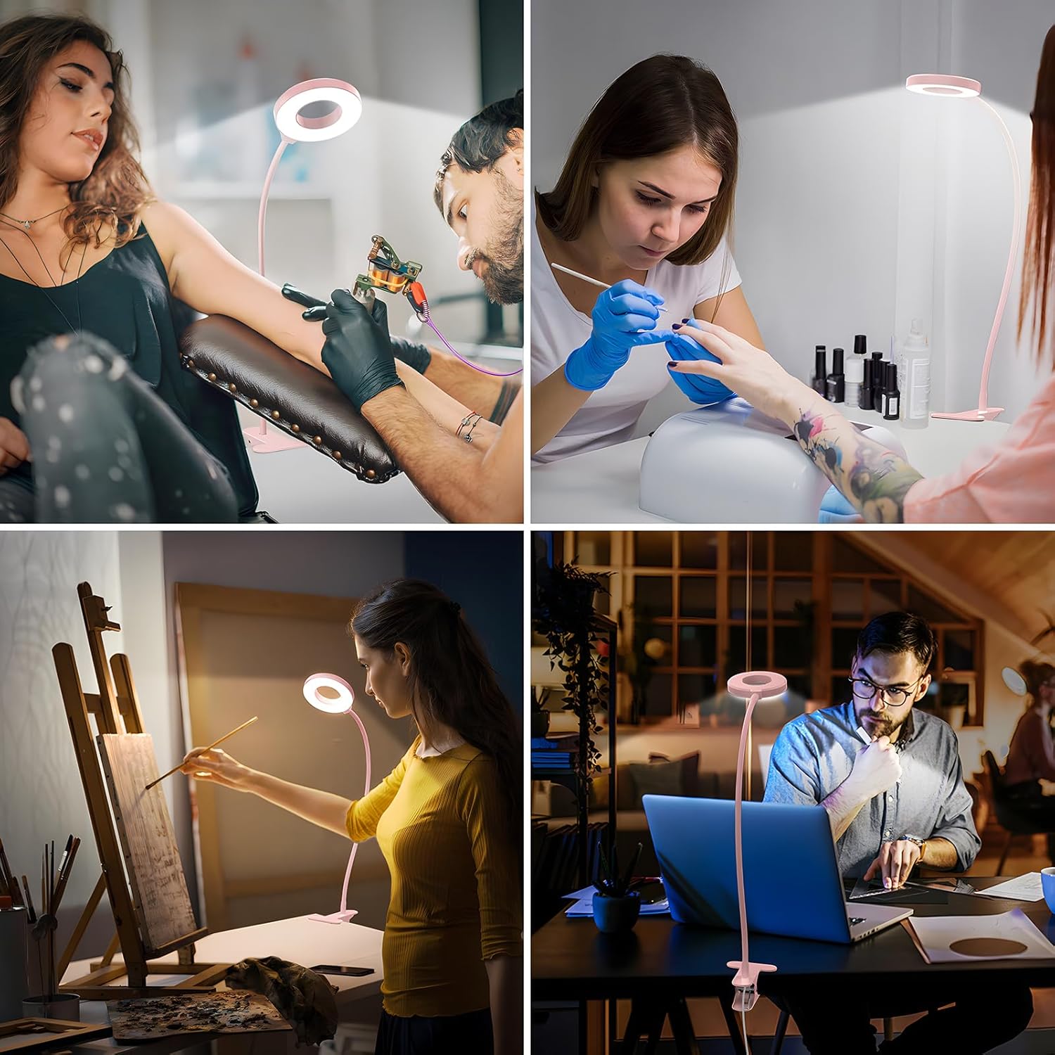 Flexible Gooseneck Desk Lamp with 3 Color Modes – Clip-On Design