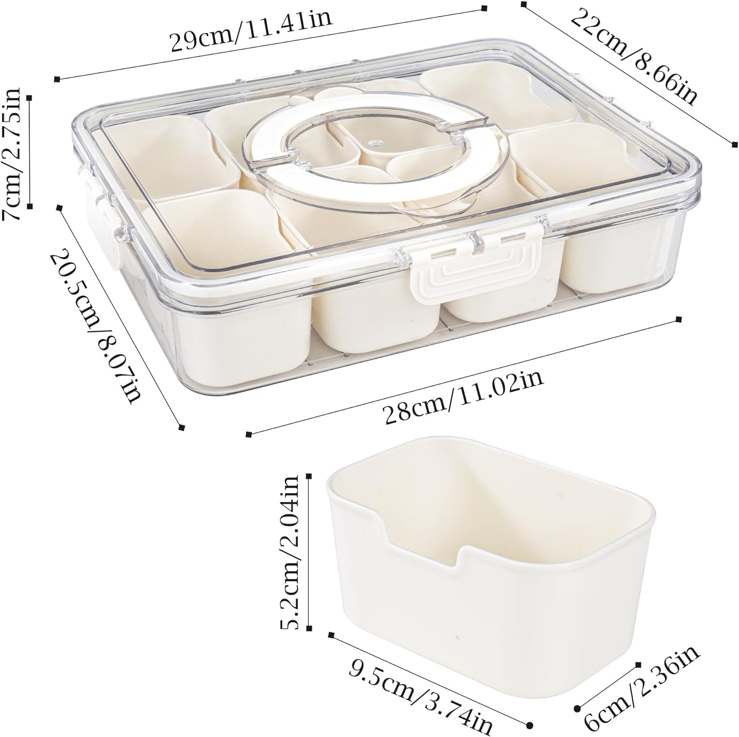 Elegant 8-Section Snack Tray with Convenient Handle