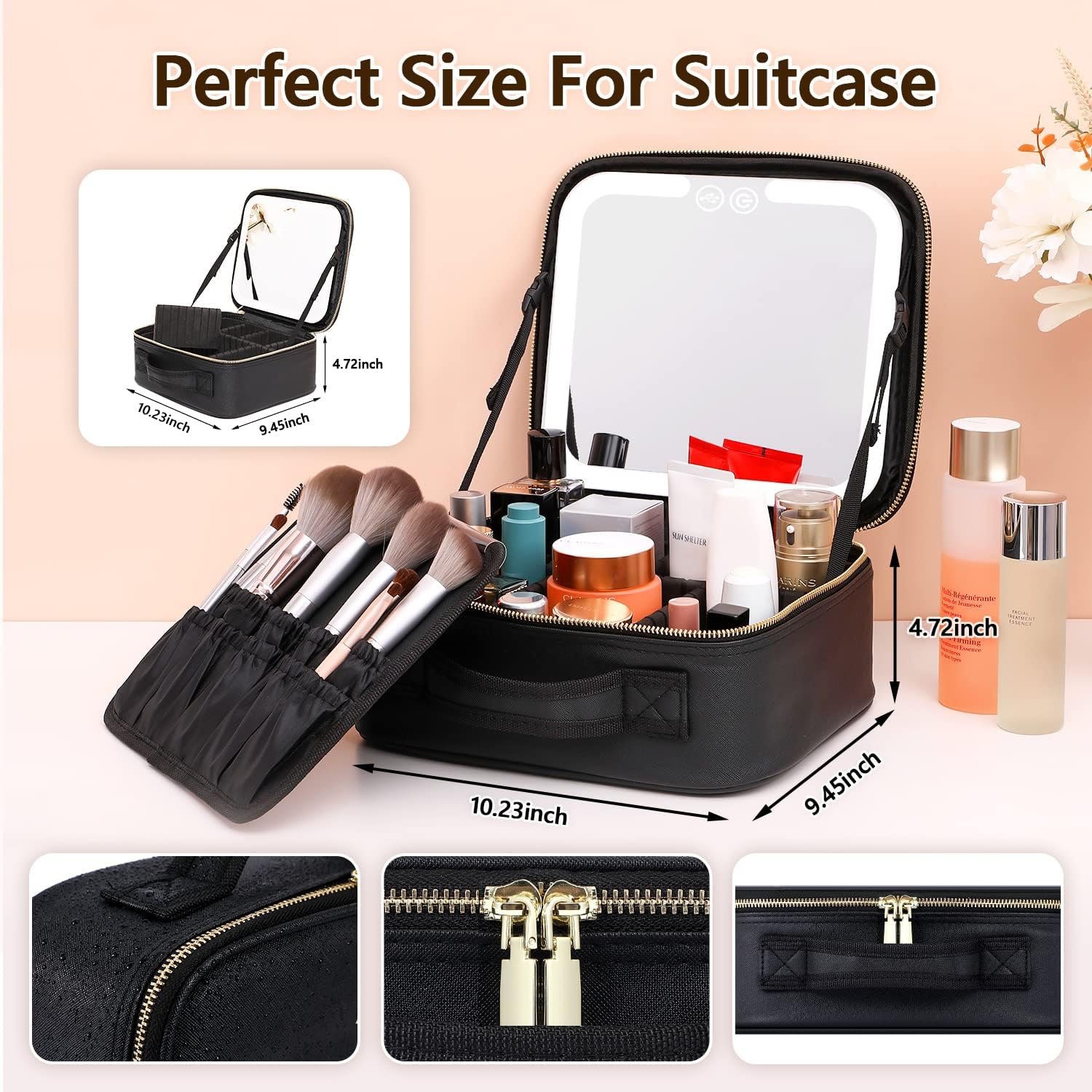 Illuminated Makeup Organizer with Integrated Mirror