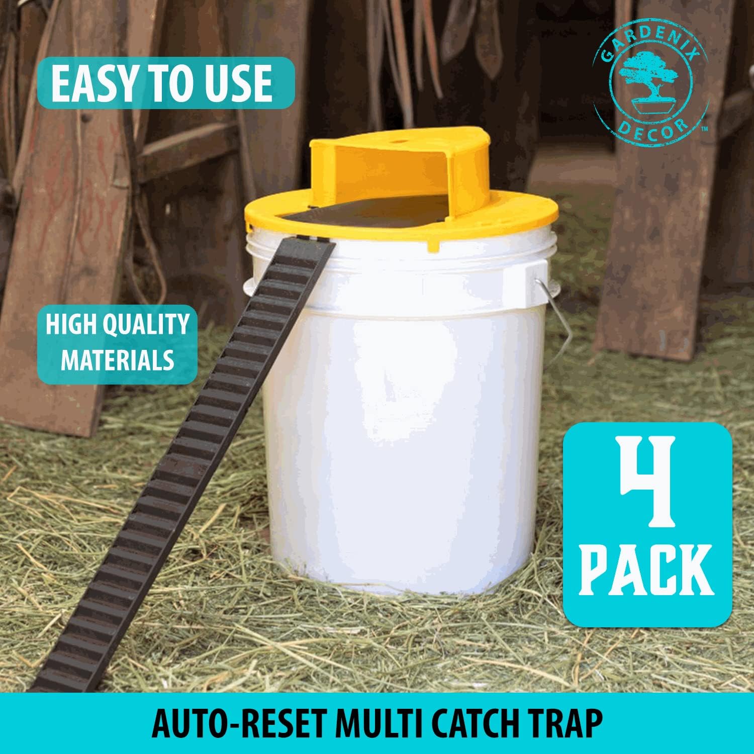 Rodent Control Lid Trap - 4 Pack for 5-Gallon Buckets