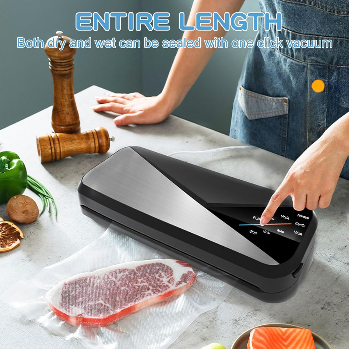 Multi-Function Vacuum Sealer with 30 cm Sealing Strip and 80 kPa Suction