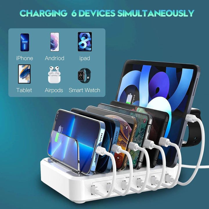 PowerHub 6-Port USB Charging Dock – 60W Multi-Device Organizer