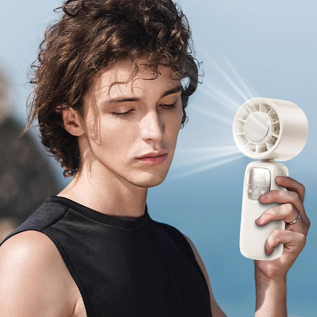 Handheld Fan with LED Screen – Portable and Foldable, 100 Speeds