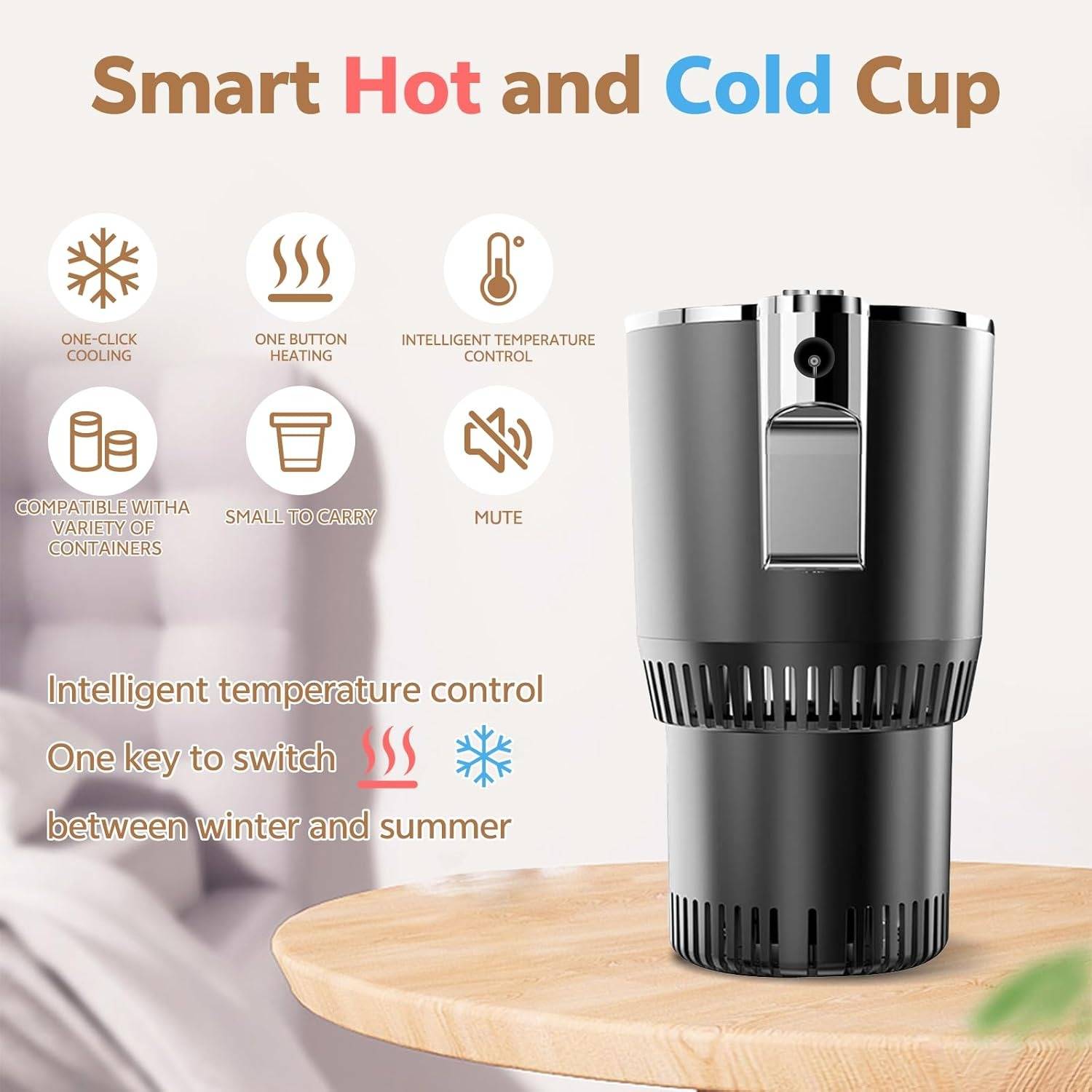 Dual-Temp Car Beverage Holder for Hot and Cold Drinks