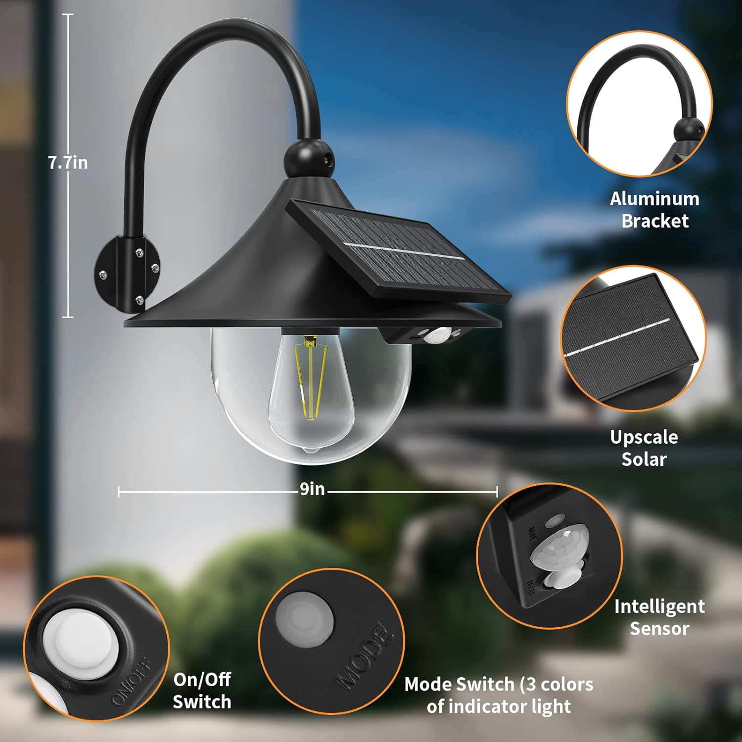 Dual-Pack Solar Motion Detectors for Barn Walls – 3 Modes, Flexible Arm
