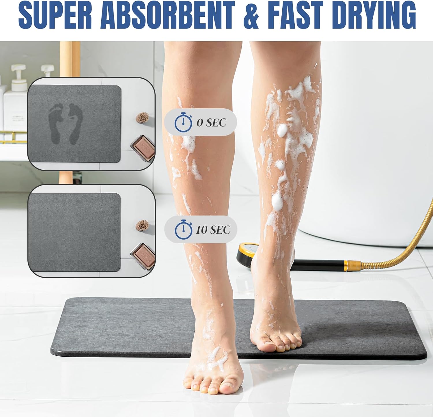 Diatomite Quick-Dry Bath Mat for Safety and Style