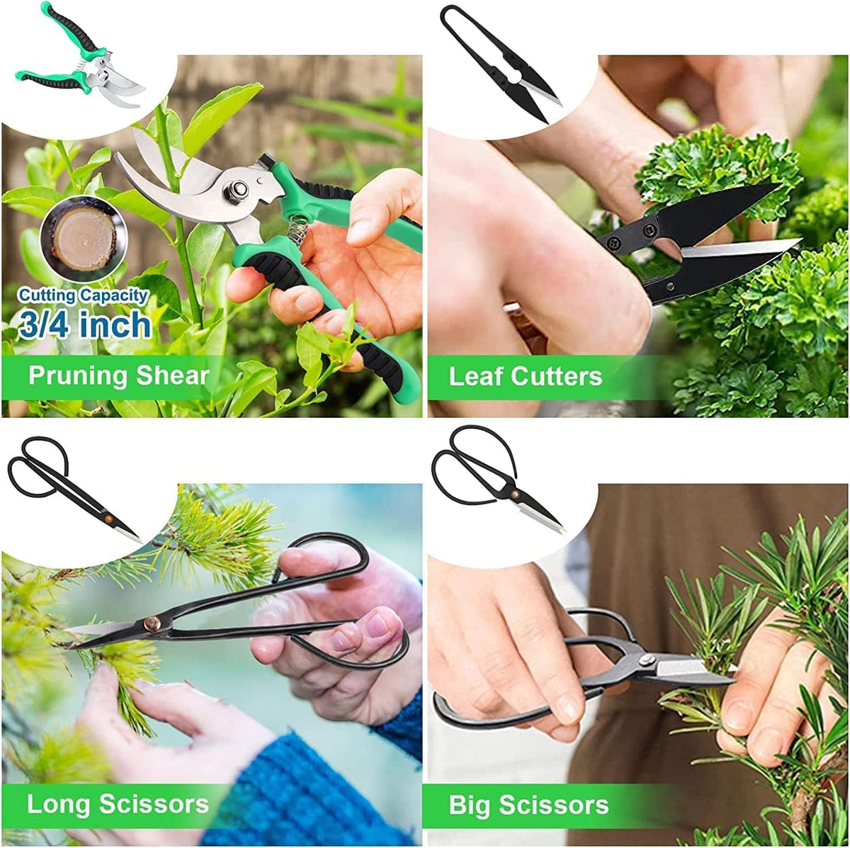 24-Piece Bonsai Care Set with Steel Tools and Leather Case