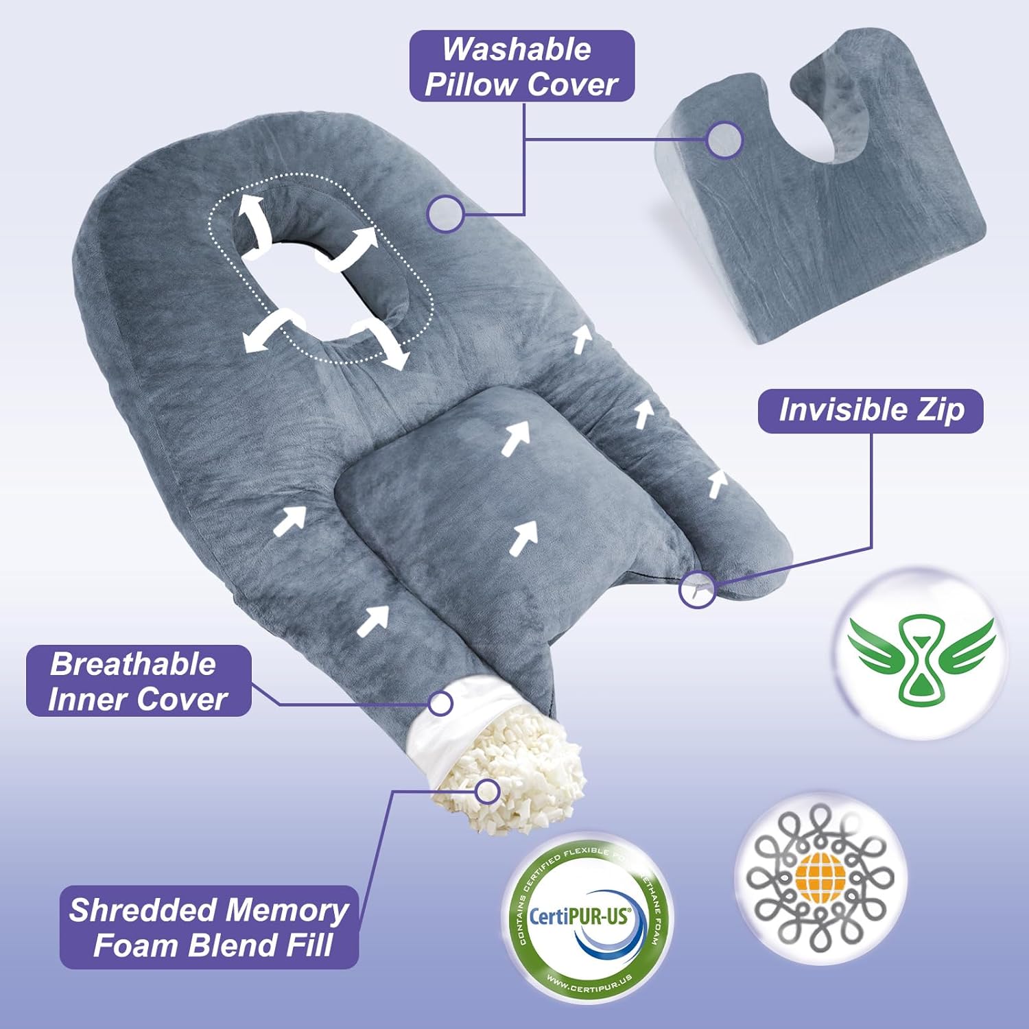 Post-Surgery Comfort Pillow for Stomach Sleepers