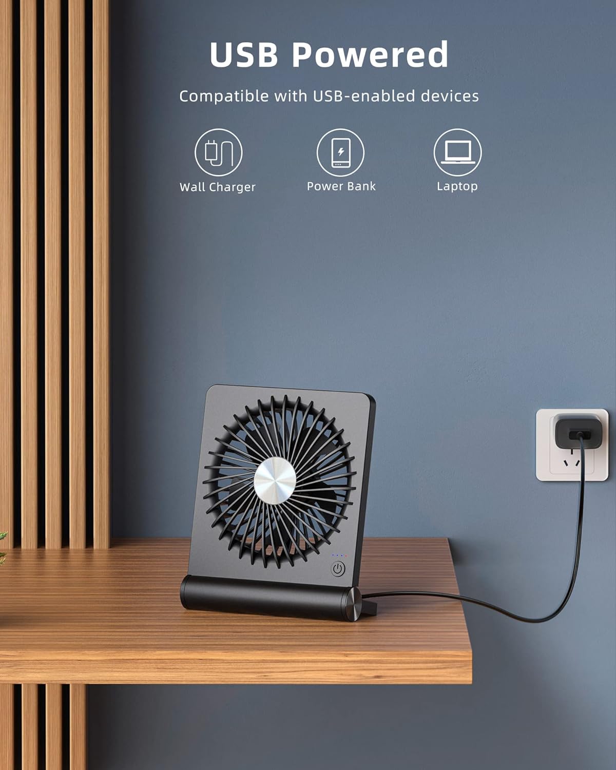 Whisper Breeze Compact Desk Fan