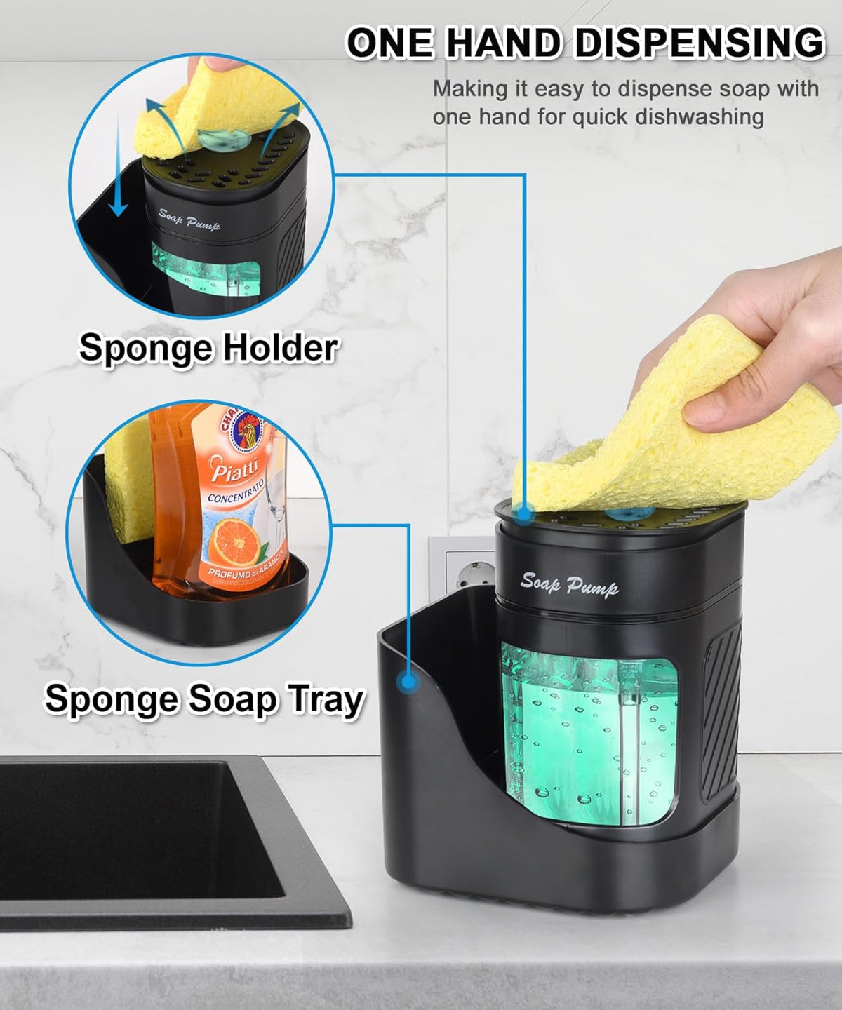 Effortless Soap Dispenser with Sponge Holder