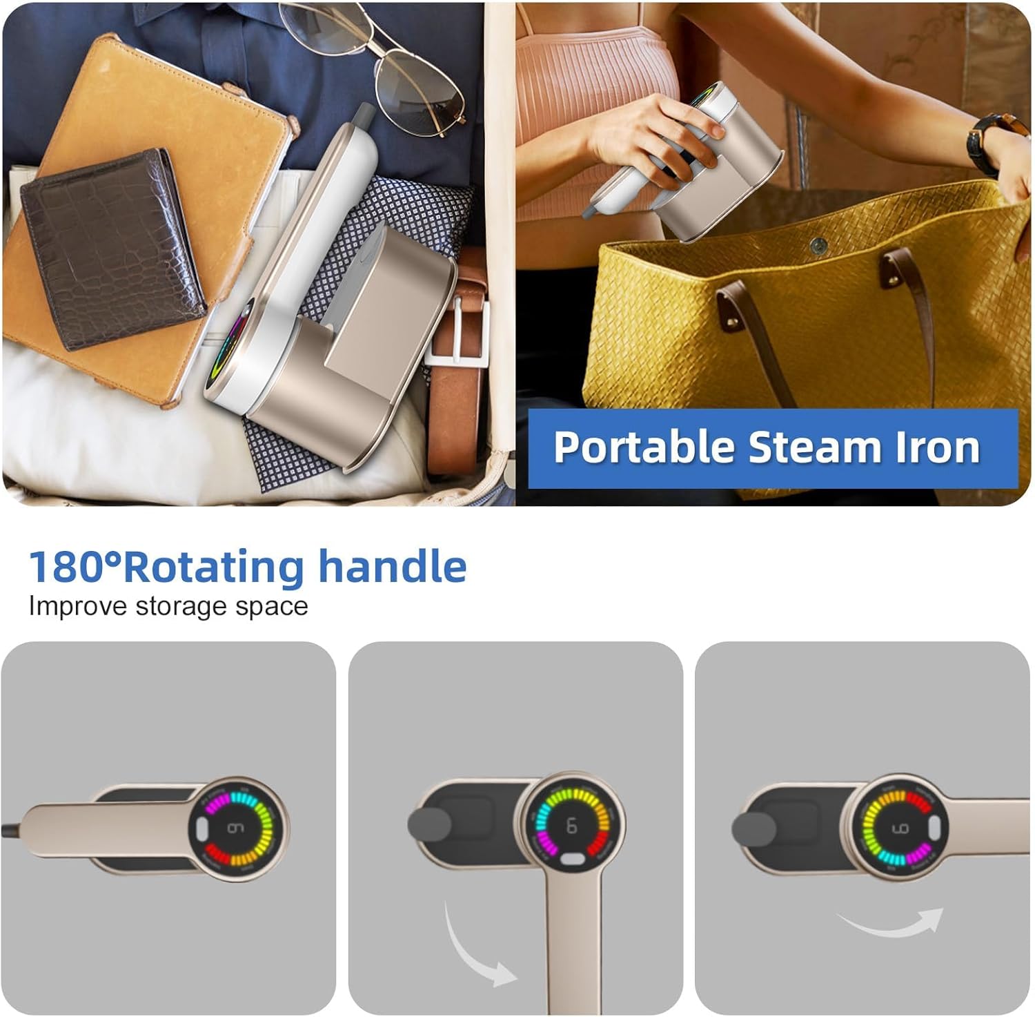 1200W Portable Steam Iron for Travel with 6 Settings and AU Plug