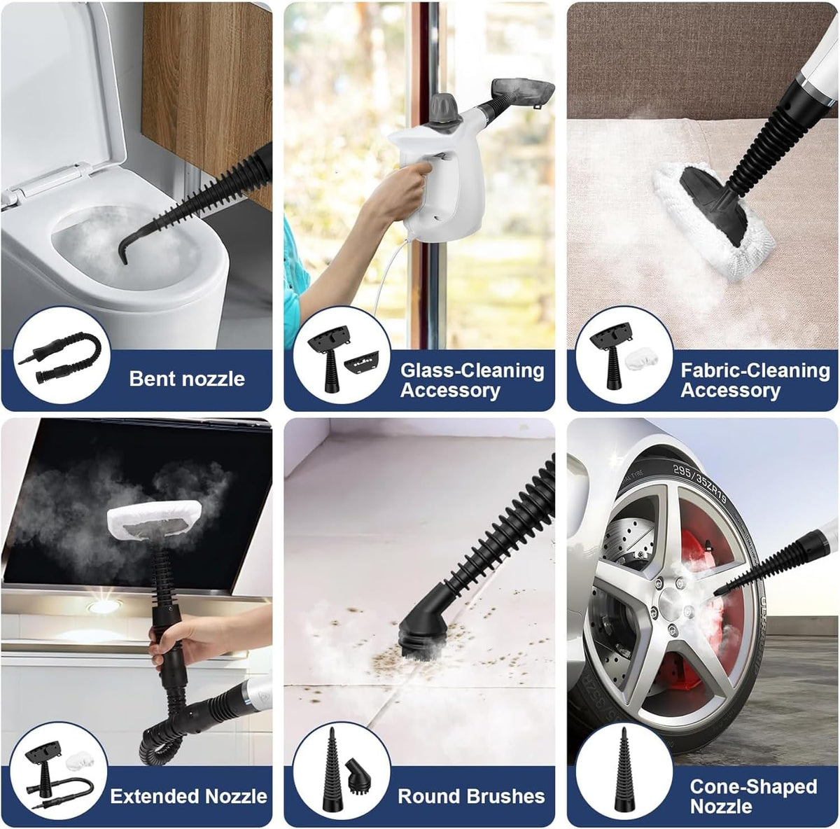 Handheld Steam Cleaner with High Pressure and 9 Accessories Set