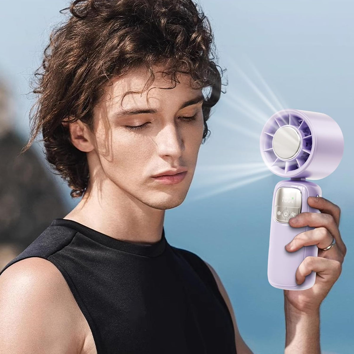 Handheld Fan with LED Screen – Portable and Foldable, 100 Speeds