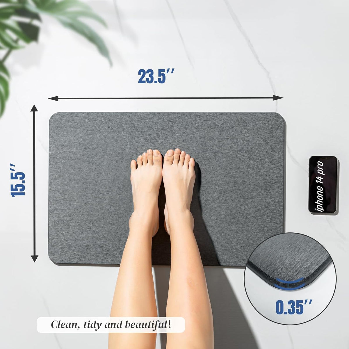 Diatomite Quick-Dry Bath Mat for Safety and Style