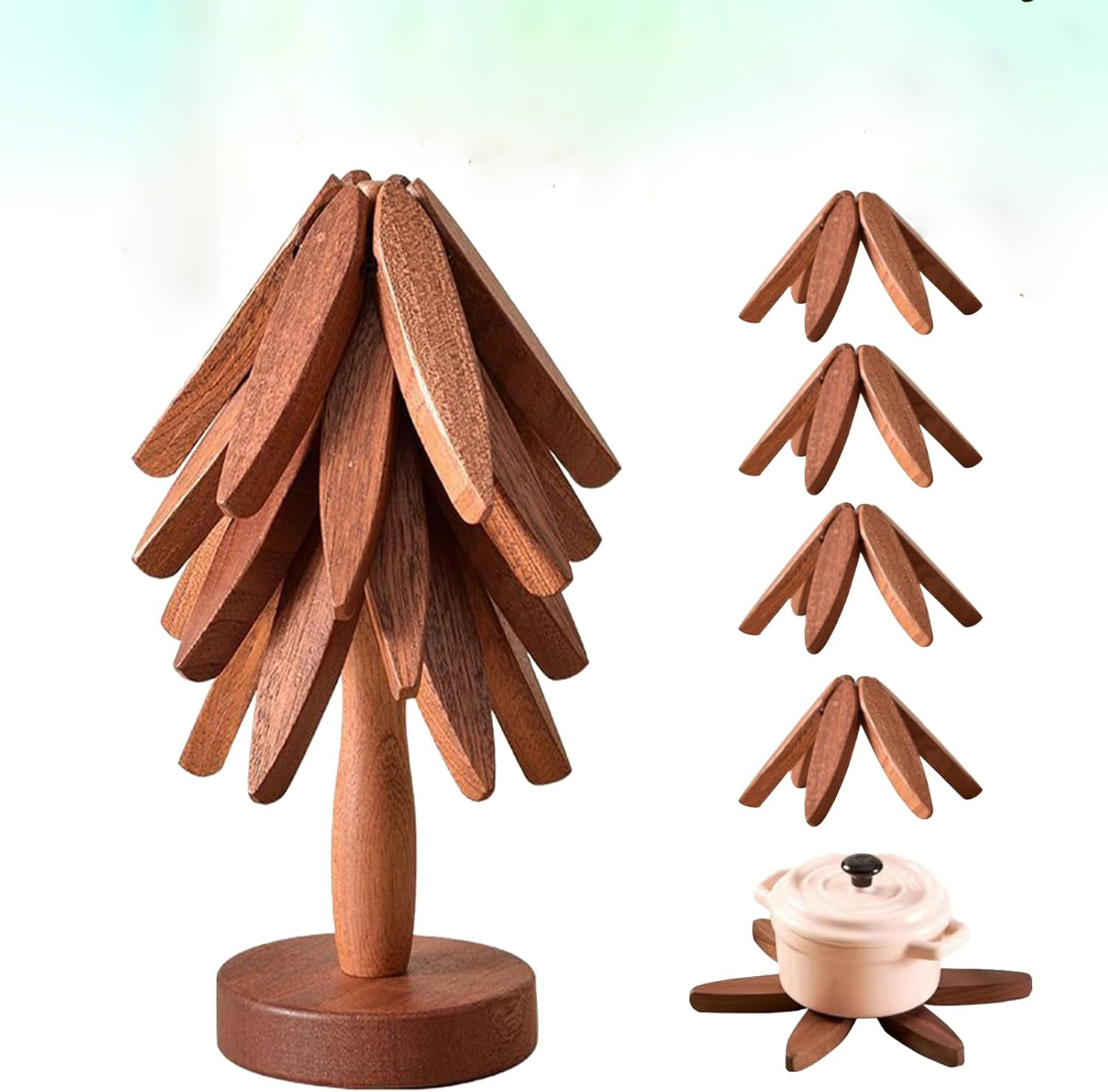Artistic Wooden Heat Protectors for Serving Dishes