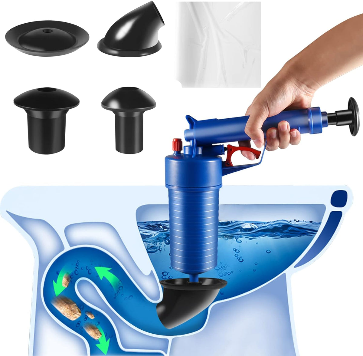 RapidClear Air Pressure Clog Removal Tool for Toilets & Sinks