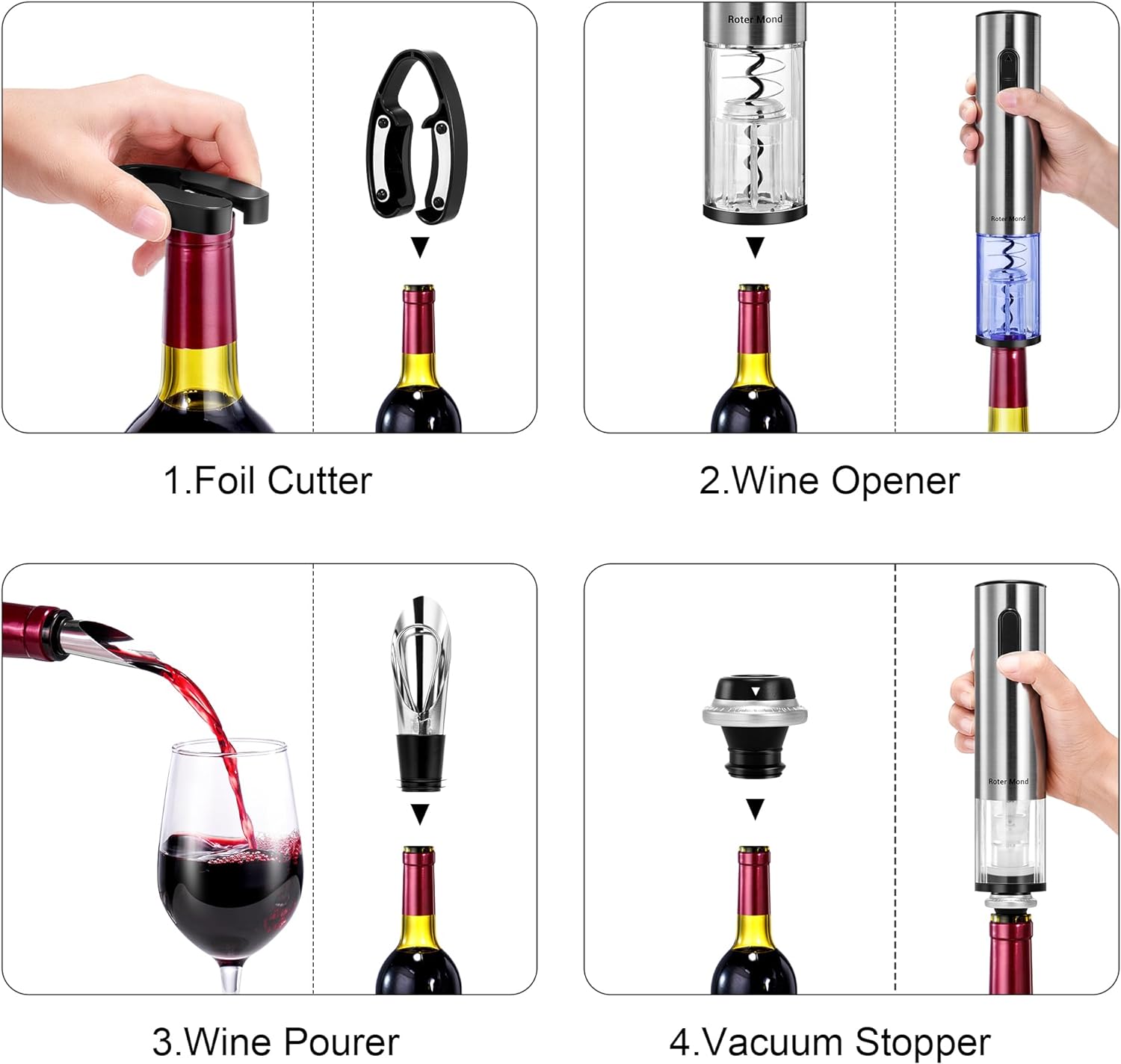 Effortless Wine Opener Set with Air-Sealing Preserver and Foil Cutter