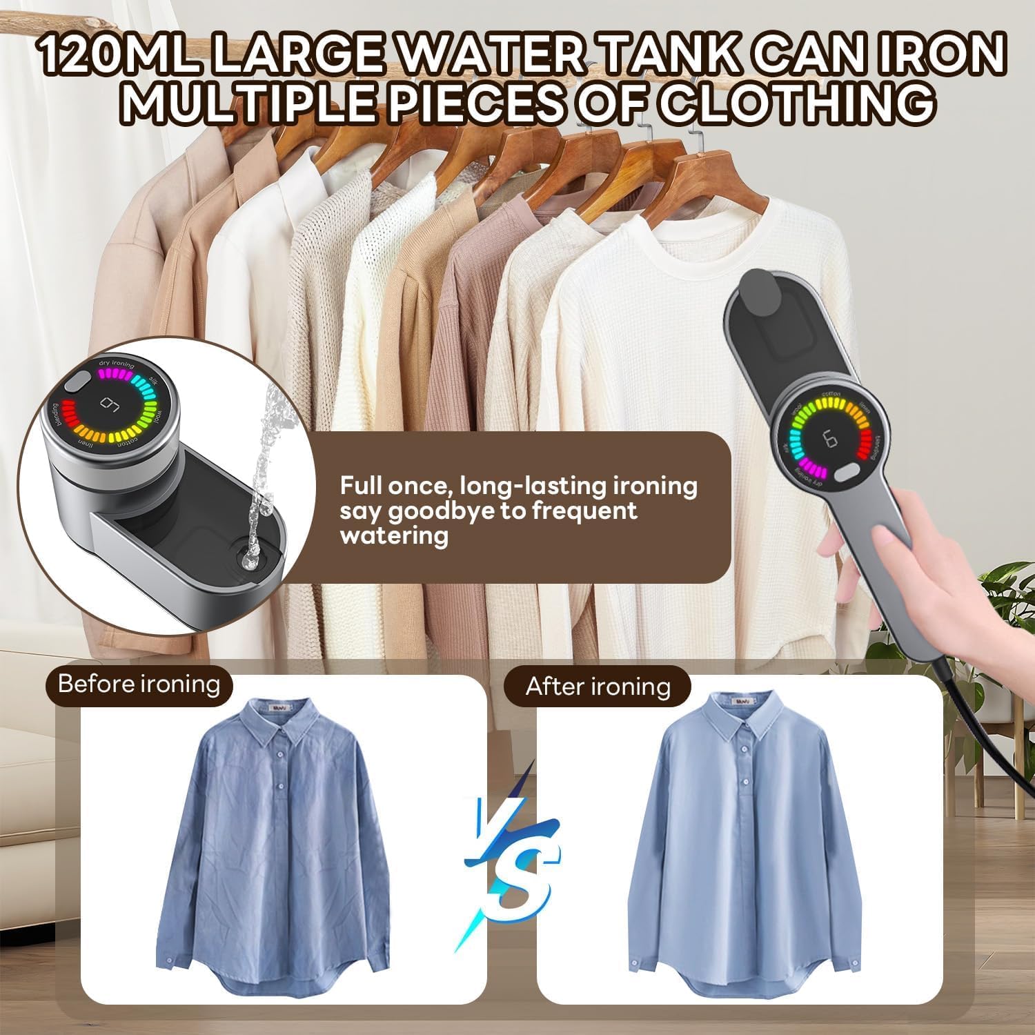 1200W Portable Steam Iron for Travel with 6 Settings and AU Plug