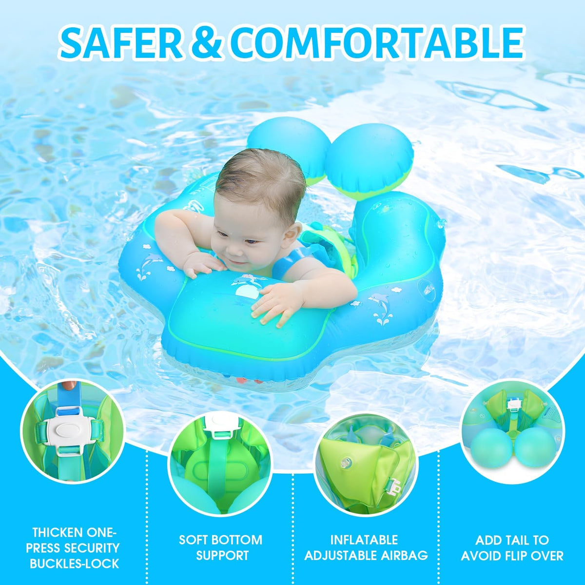 Safe & Comfortable Baby Water Float with Sunshade