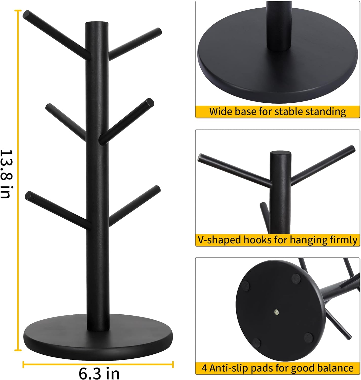 Elegant Wooden Mug Organizer Stand
