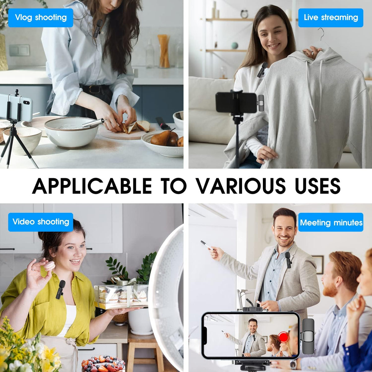 Dual Wireless Microphone Set for iPhone and iPad