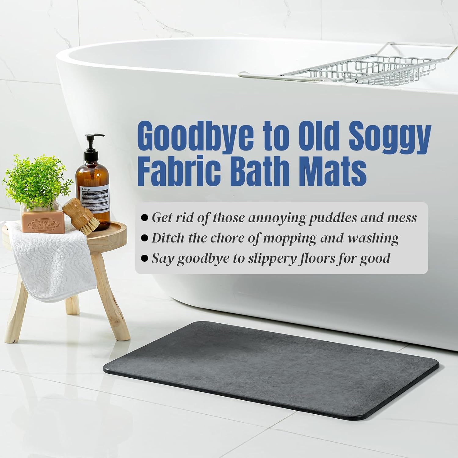 Diatomite Quick-Dry Bath Mat for Safety and Style