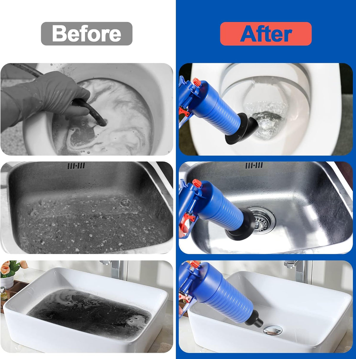 RapidClear Air Pressure Clog Removal Tool for Toilets & Sinks