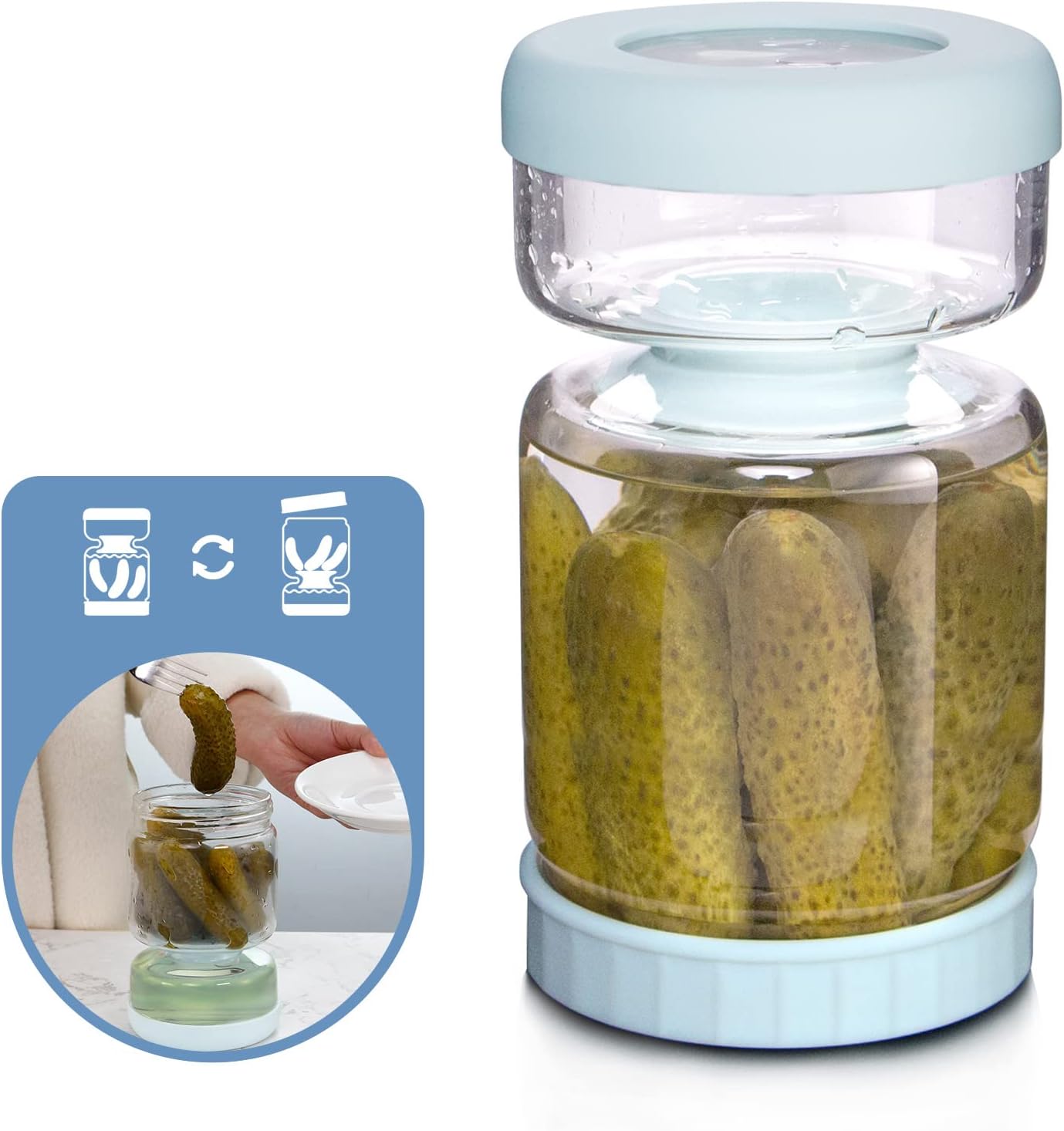 Innovative Glass Pickle Dispenser with Strainer Feature