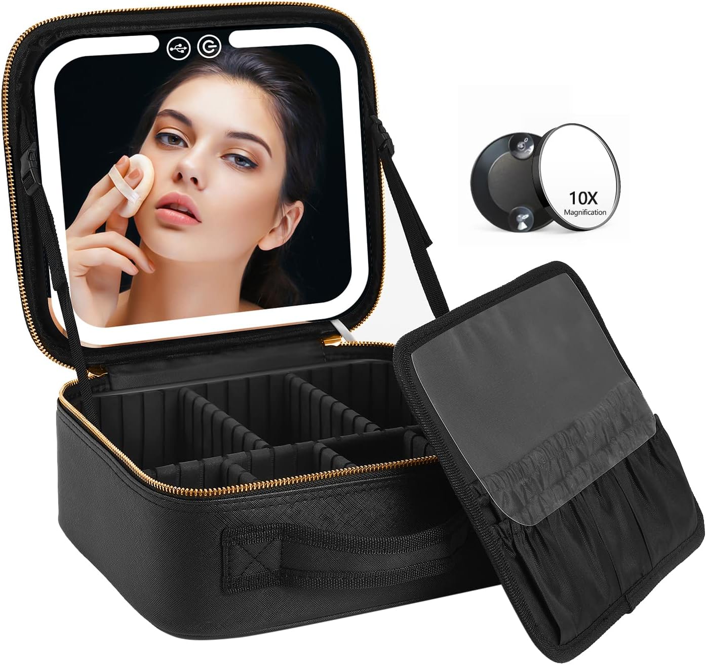 Illuminated Makeup Organizer with Integrated Mirror