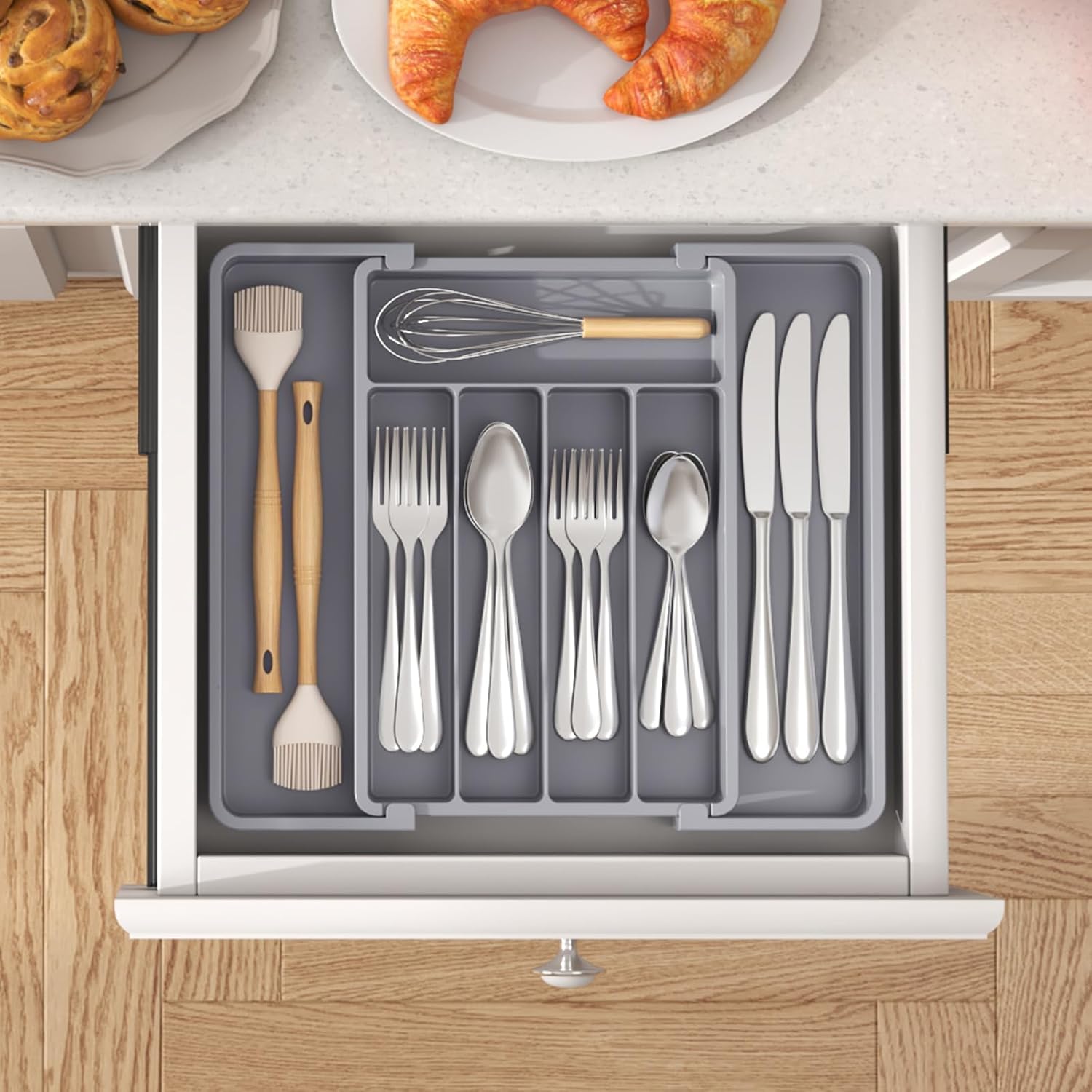 Customizable Kitchen Utensil Organizer Tray for Neat Storage