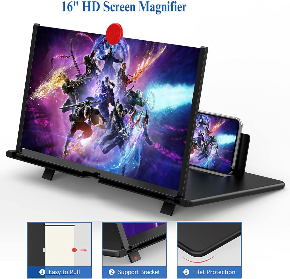 MaxiView 16-Inch Smartphone Screen Enhancer with Adjustable Stand