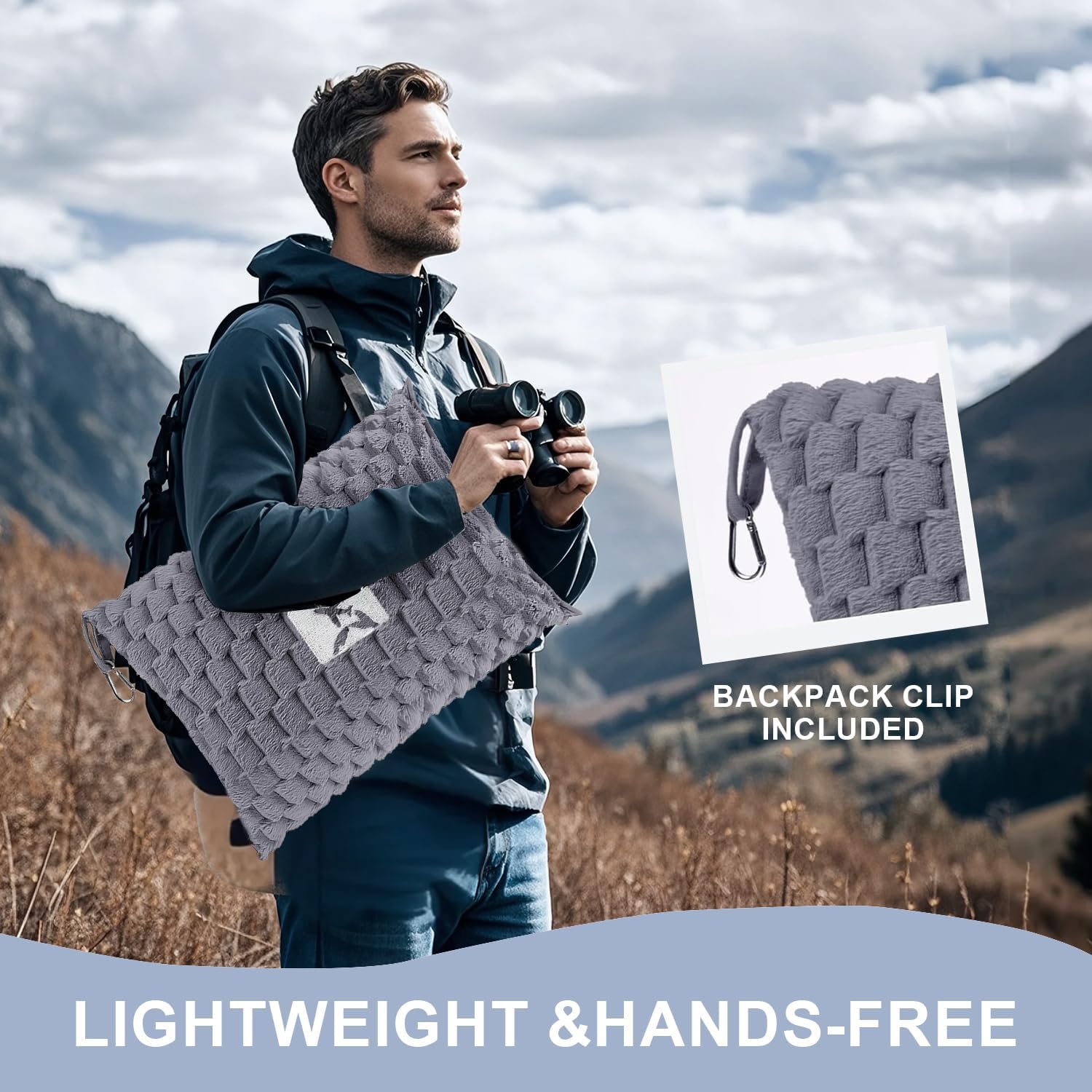 Travel Blanket with Pillow Pocket and Suitcase Handle – Packable Flannel