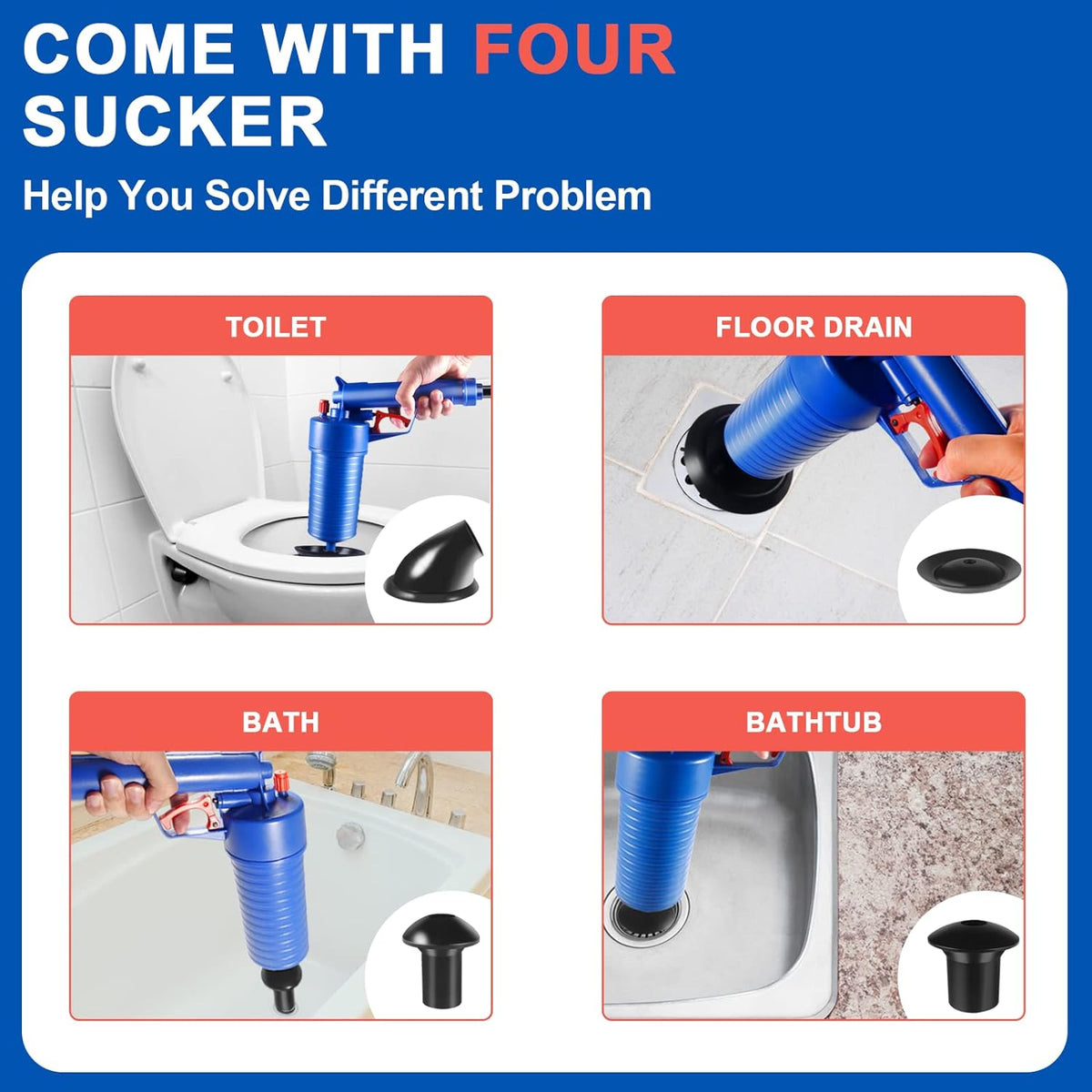 RapidClear Air Pressure Clog Removal Tool for Toilets & Sinks