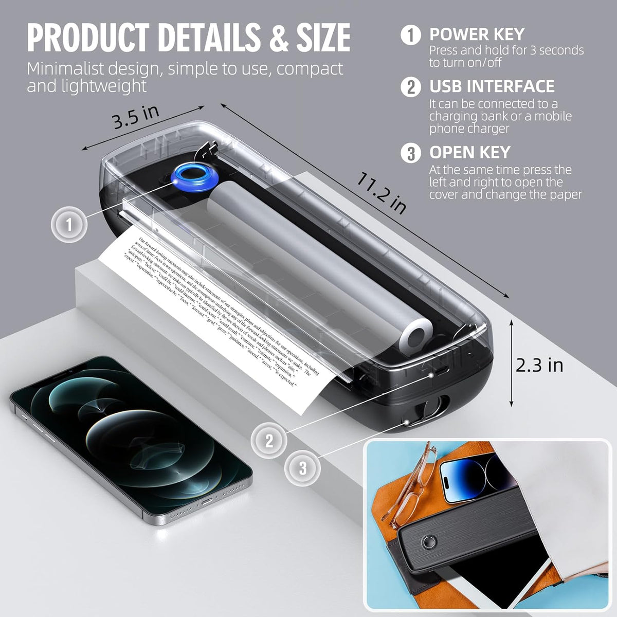Compact Cordless Thermal Printer for Effortless Printing
