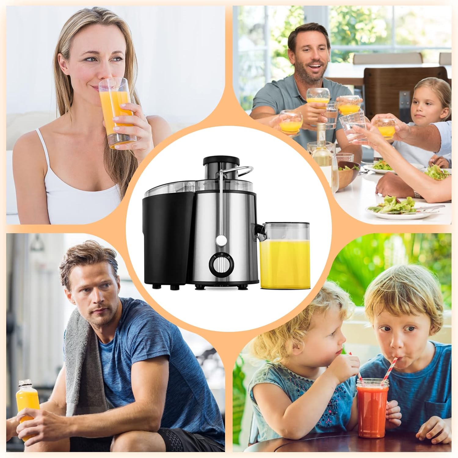 3-Speed Cold Press Juicer for Fresh Juice Extraction