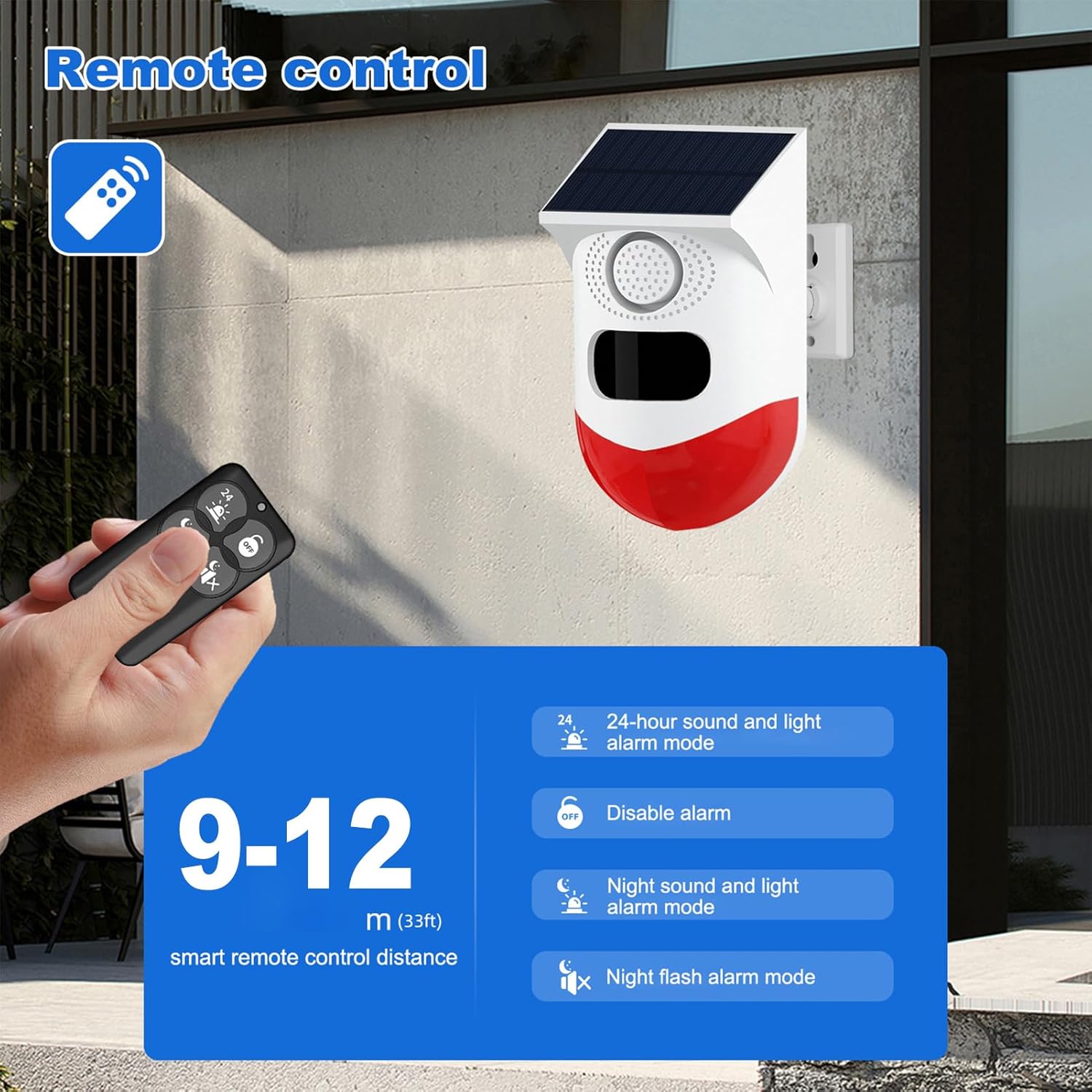 120 dB Solar Motion Detector Alarm with LED Strobe Light